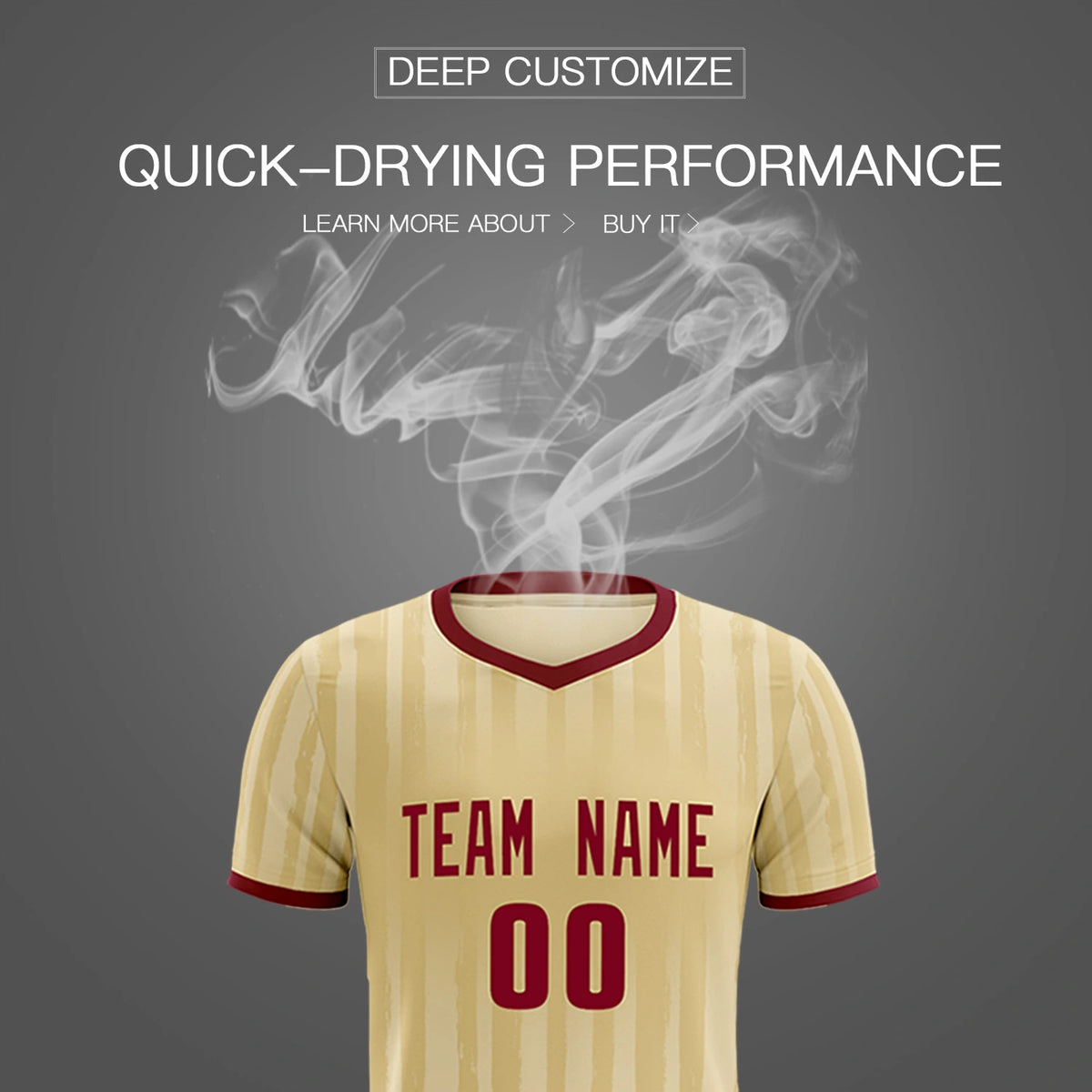 Custom Khaki Crimson Breathable Soccer Sets Jersey