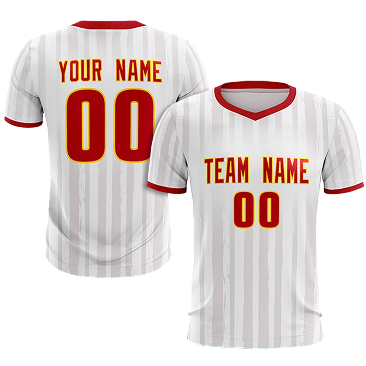 Custom White Red Breathable Soccer Sets Jersey