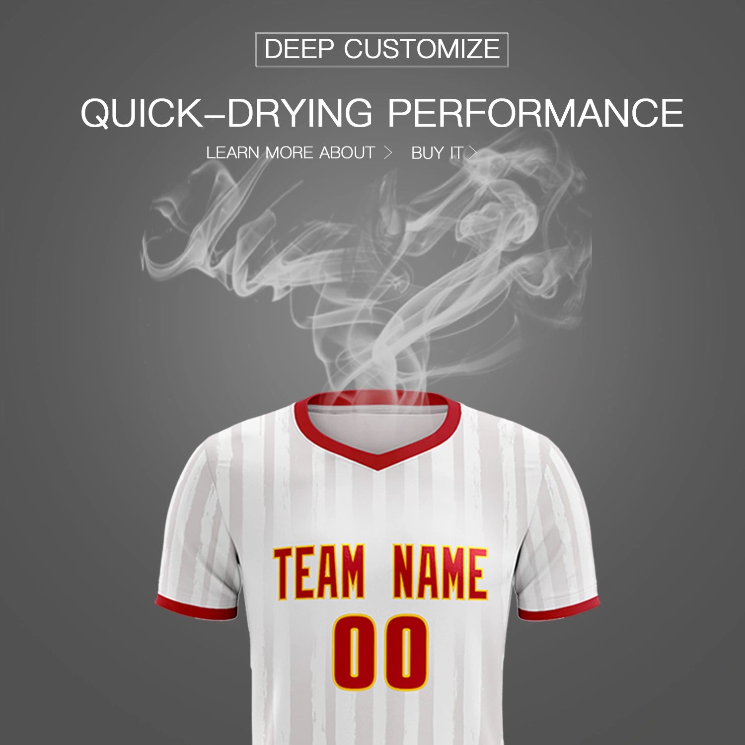 Custom White Red Breathable Soccer Sets Jersey