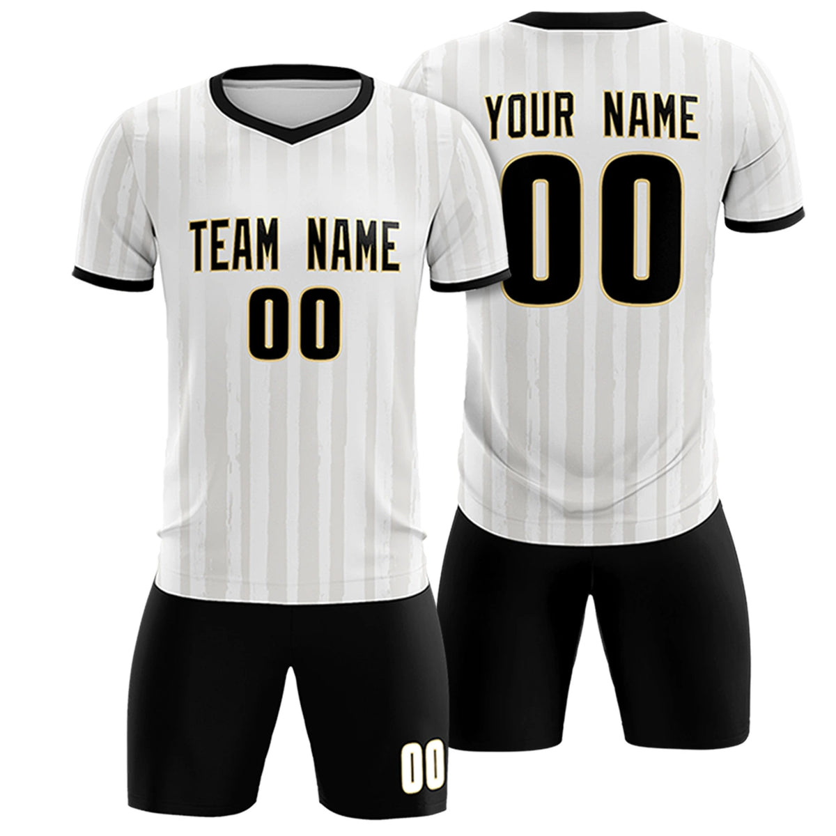 Custom White Black Breathable Soccer Sets Jersey