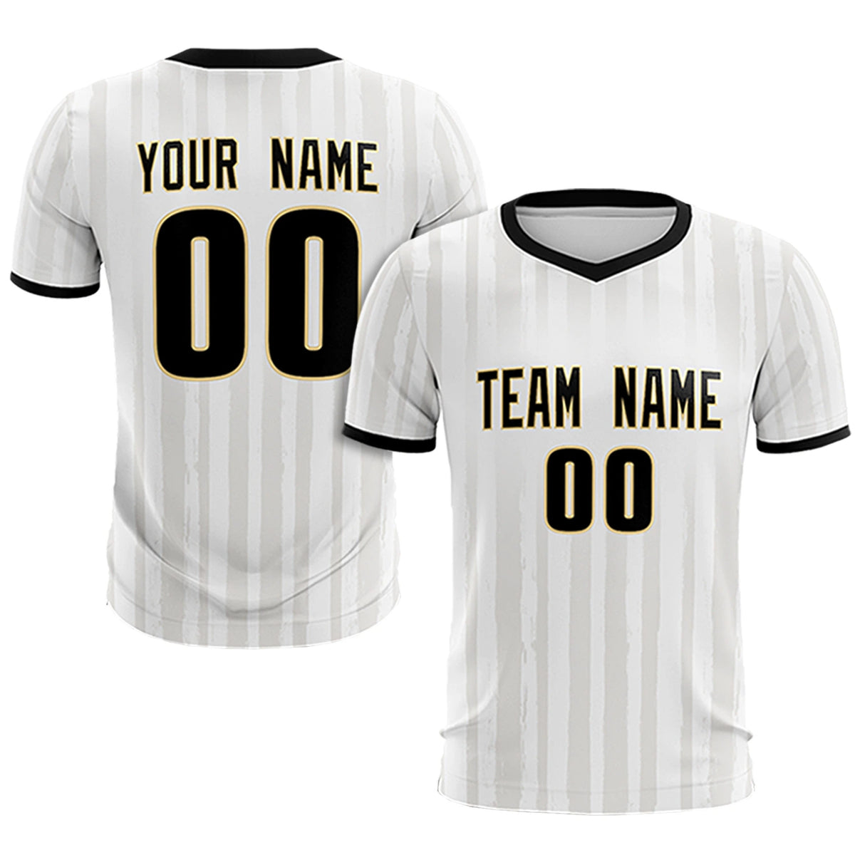 Custom White Black Breathable Soccer Sets Jersey