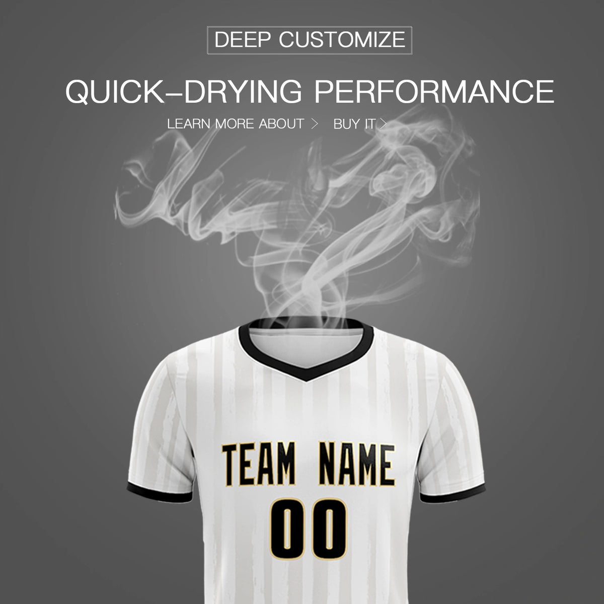 Custom White Black Breathable Soccer Sets Jersey
