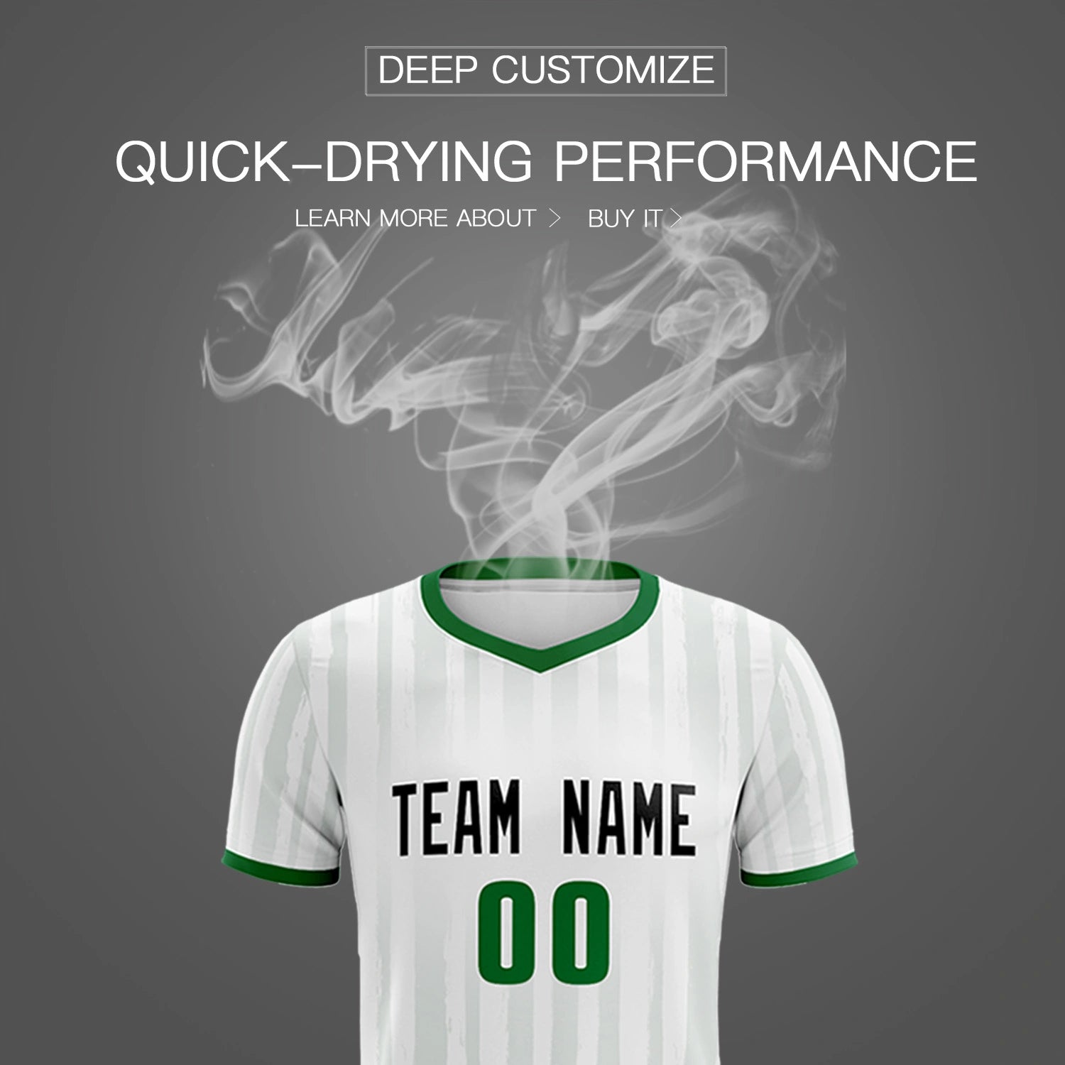 Custom White Kelly Green Breathable Soccer Sets Jersey