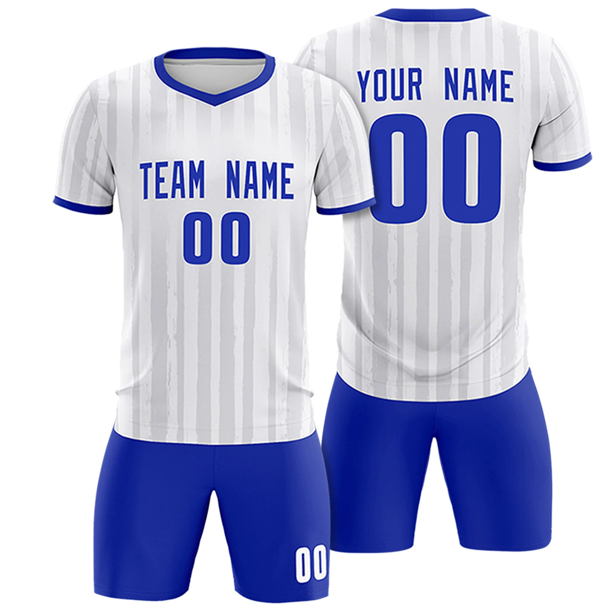 Custom White Royal Blue Breathable Soccer Sets Jersey