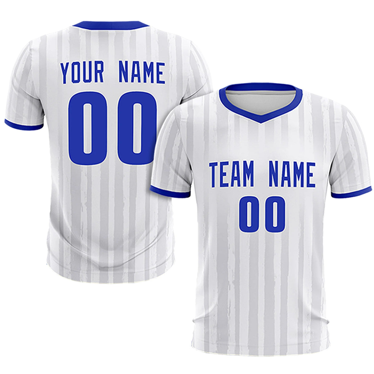 Custom White Royal Blue Breathable Soccer Sets Jersey