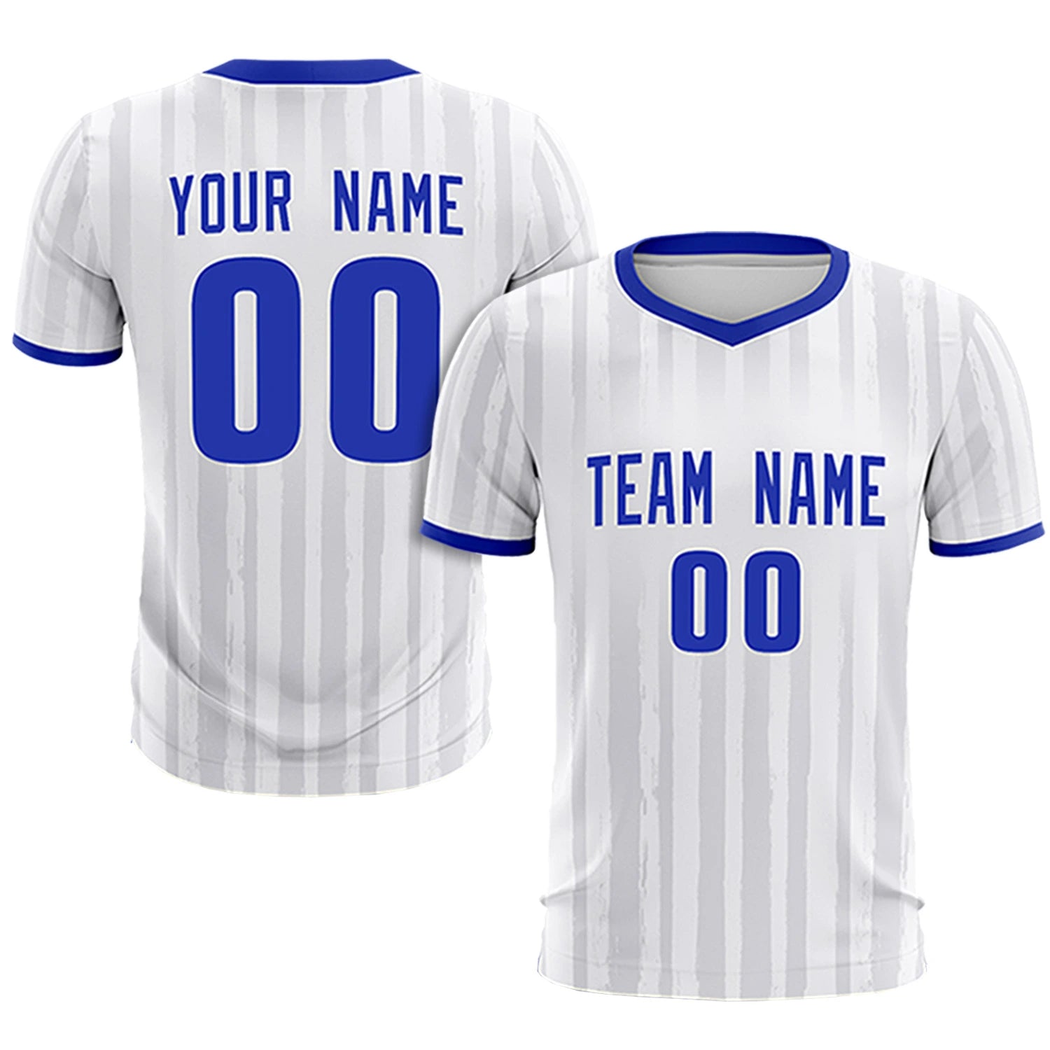 Custom White Royal Blue Breathable Soccer Sets Jersey