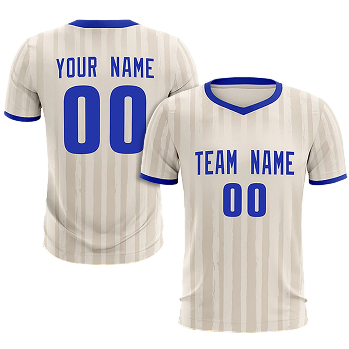 Custom Khaki Royal Blue Breathable Soccer Sets Jersey