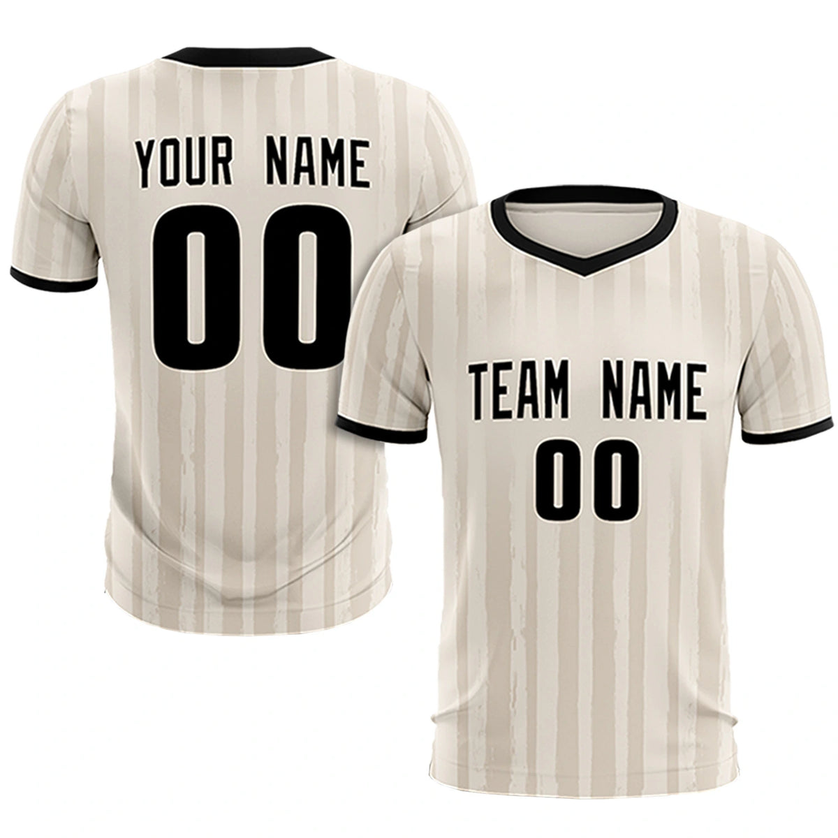 Custom Khaki Black Breathable Soccer Sets Jersey