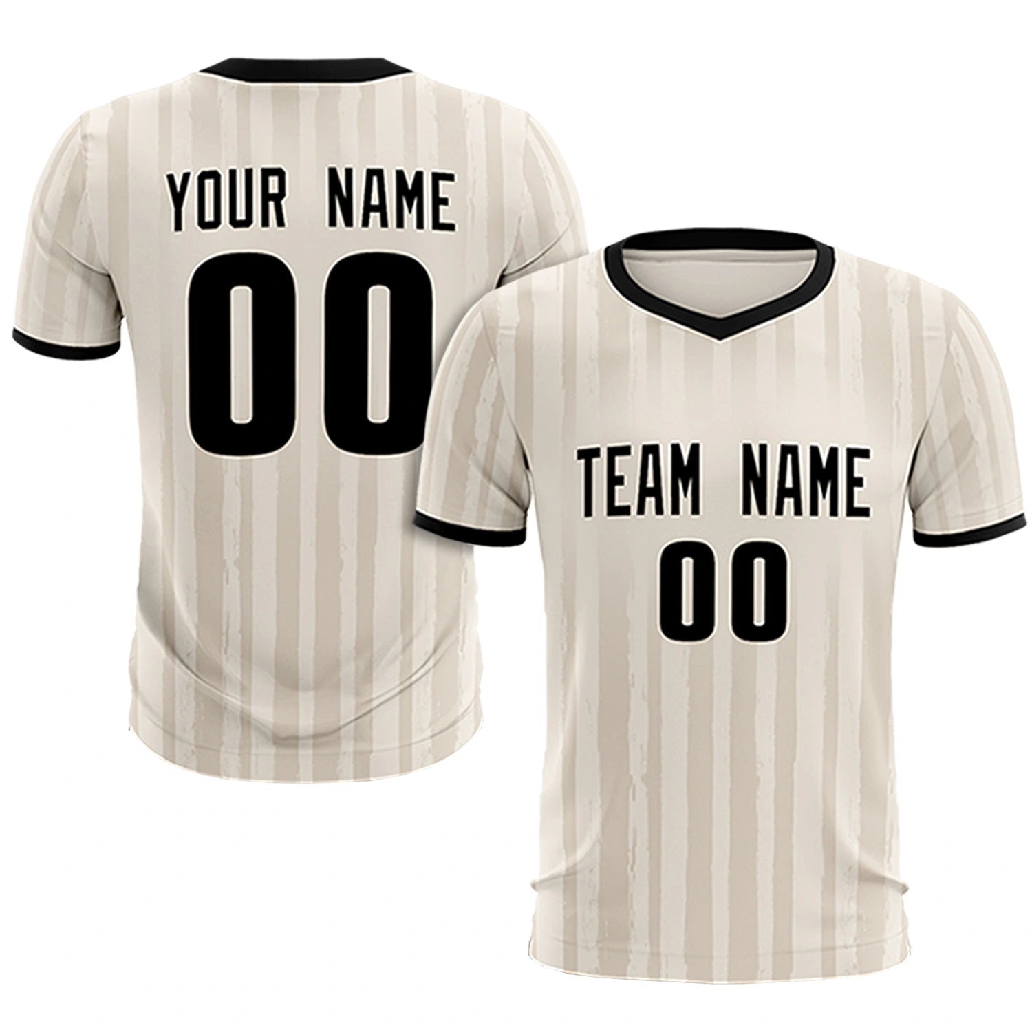 Custom Khaki Black Breathable Soccer Sets Jersey