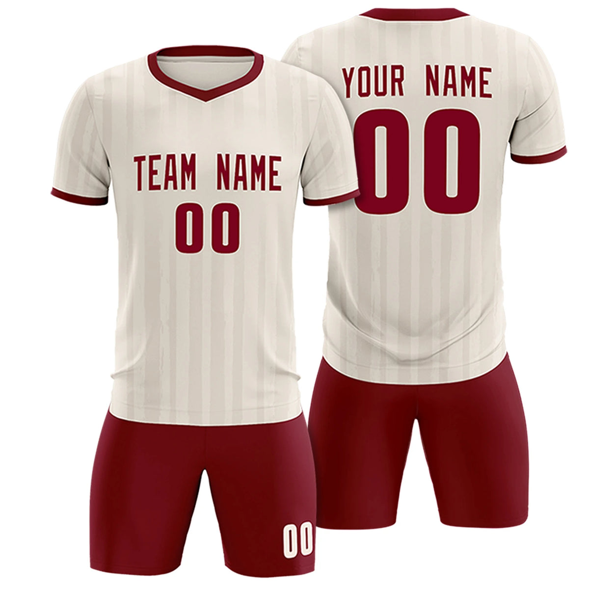 Custom Khaki Crimson Breathable Soccer Sets Jersey