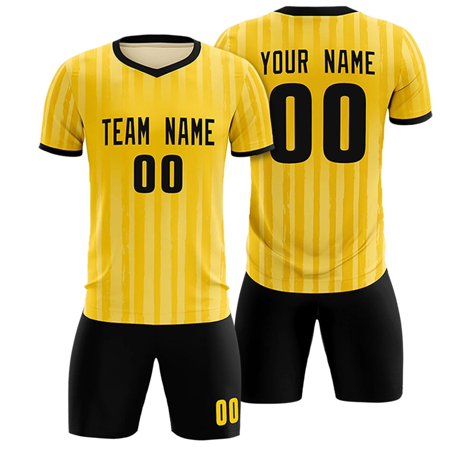 Custom Gold 01 Black Breathable Soccer Sets Jersey