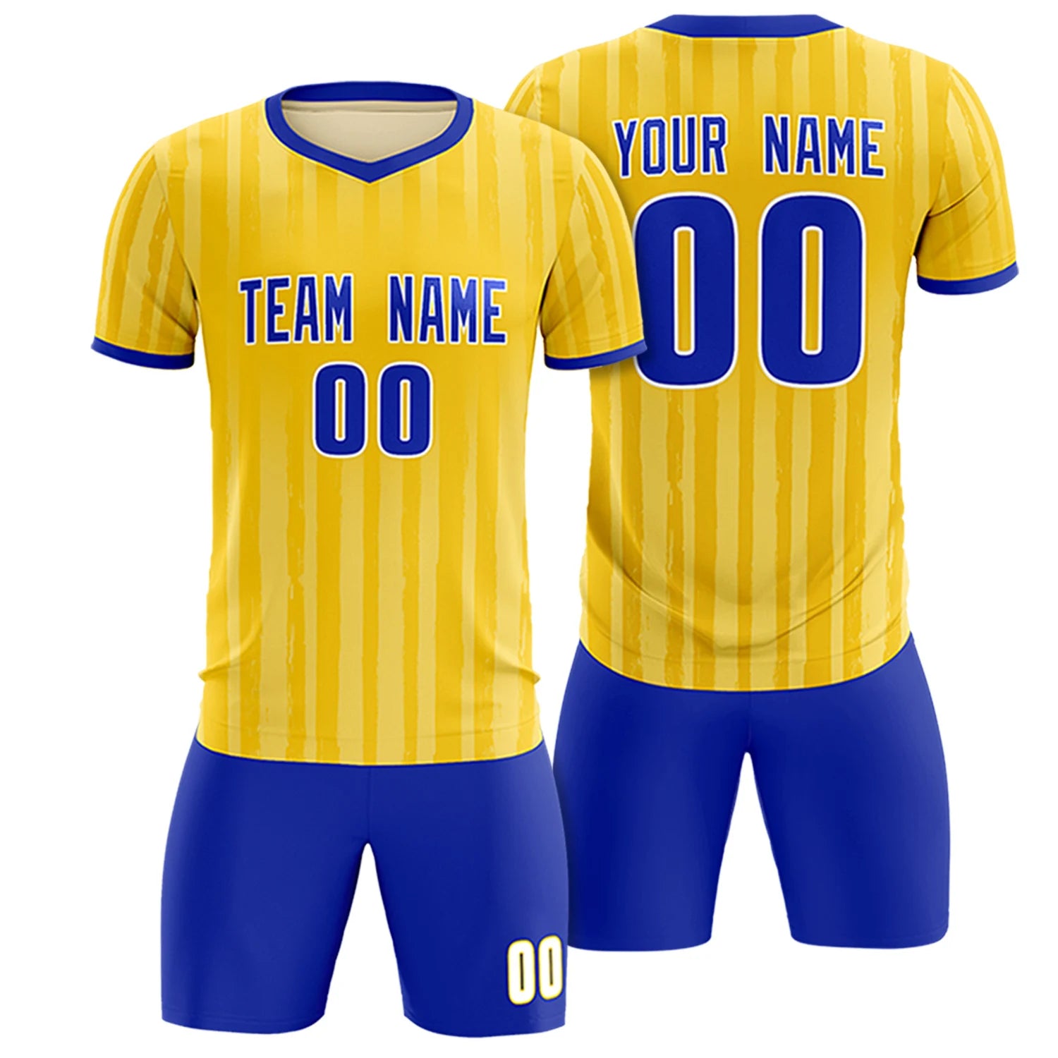 Custom Gold 01 Royal Blue Breathable Soccer Sets Jersey