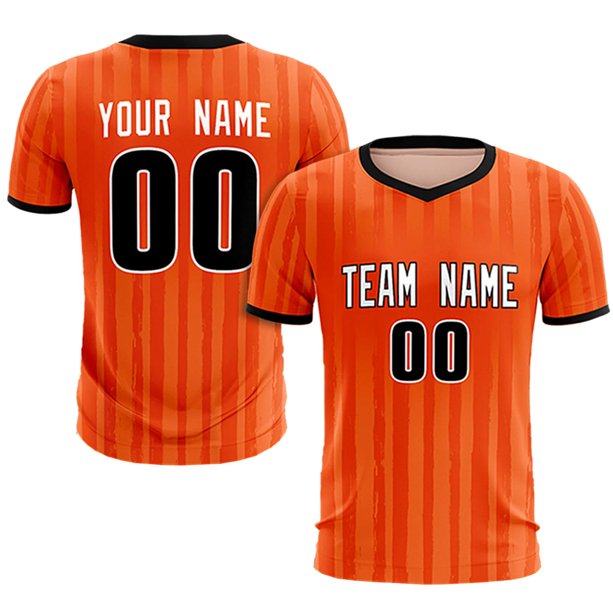 Custom Orange Black Breathable Soccer Sets Jersey