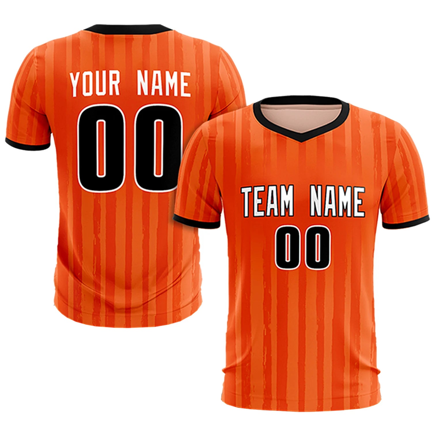 Custom Orange Black Breathable Soccer Sets Jersey