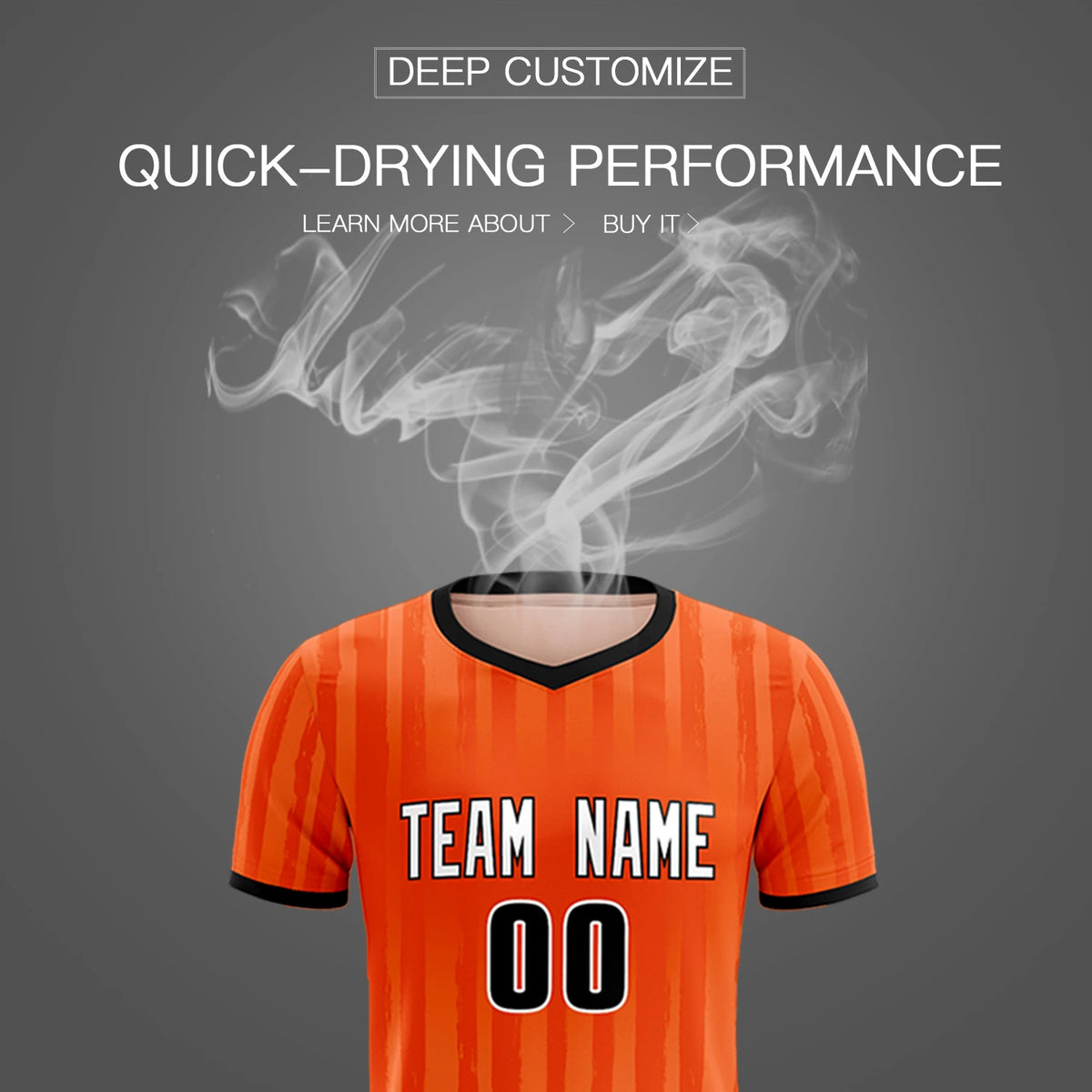 Custom Orange Black Breathable Soccer Sets Jersey
