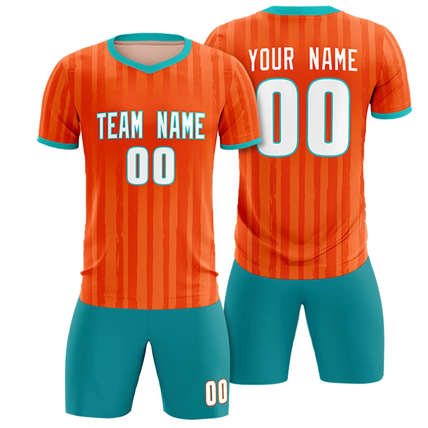 Custom Orange Bright Green Breathable Soccer Sets Jersey