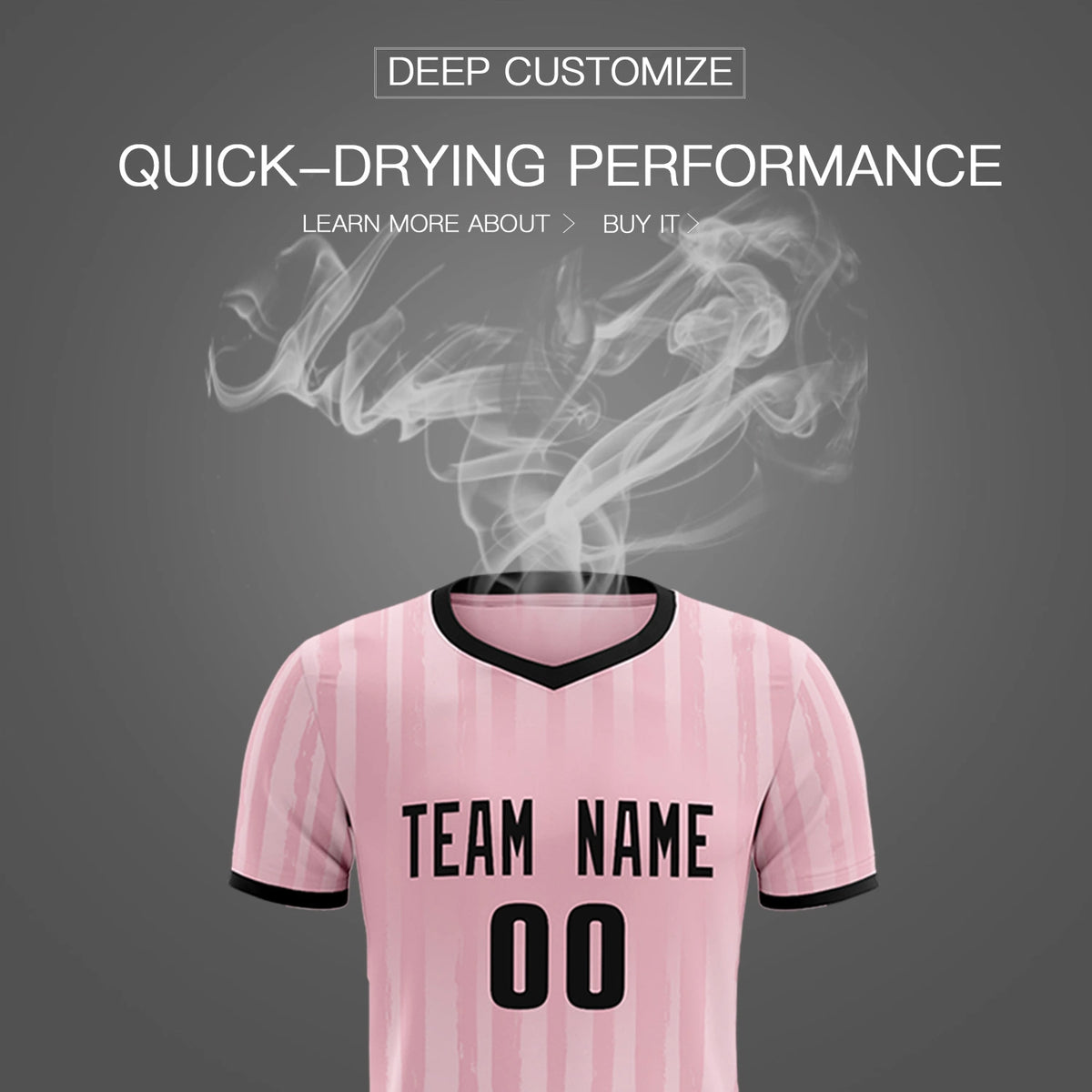 Custom Light Pink Black Breathable Soccer Sets Jersey