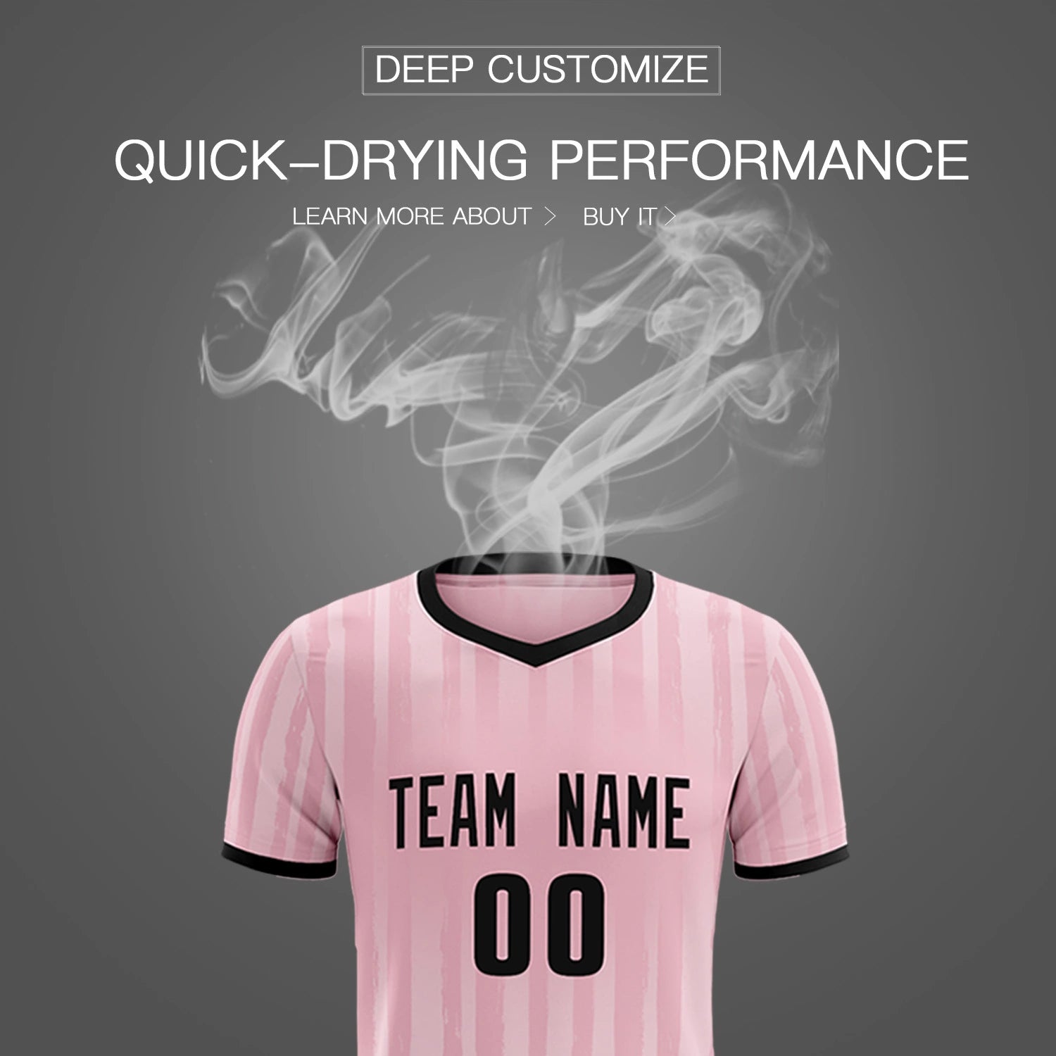 Custom Light Pink Black Breathable Soccer Sets Jersey
