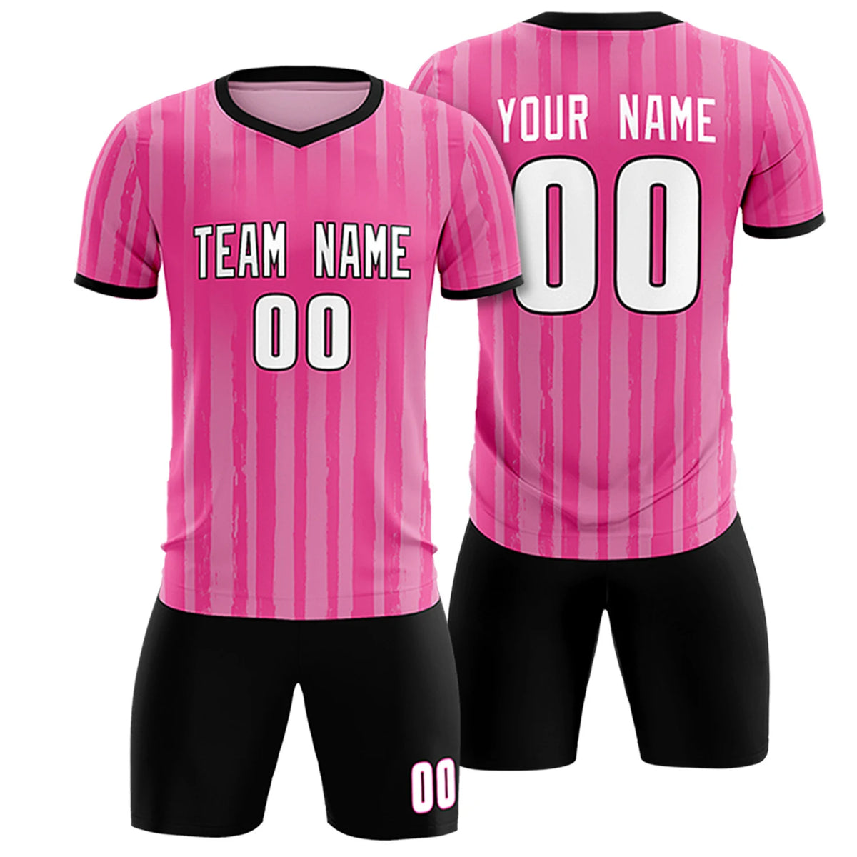 Custom Pink Black Breathable Soccer Sets Jersey