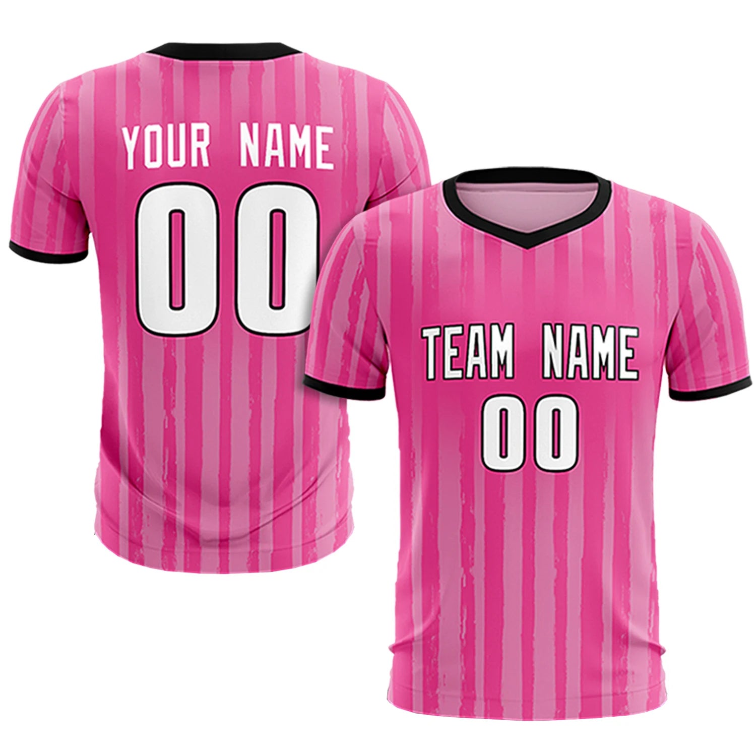 Custom Pink Black Breathable Soccer Sets Jersey