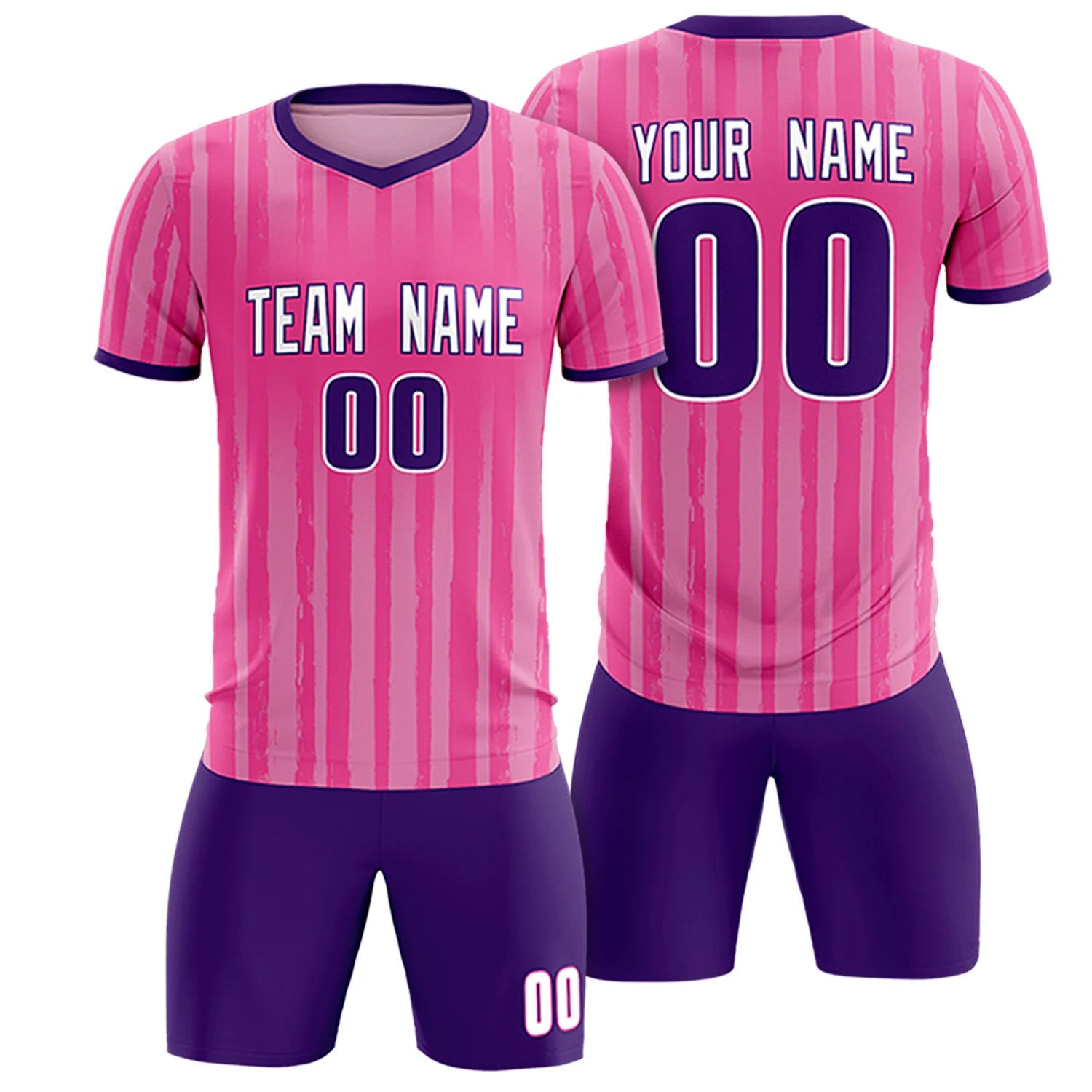 Custom Pink Purple Breathable Soccer Sets Jersey