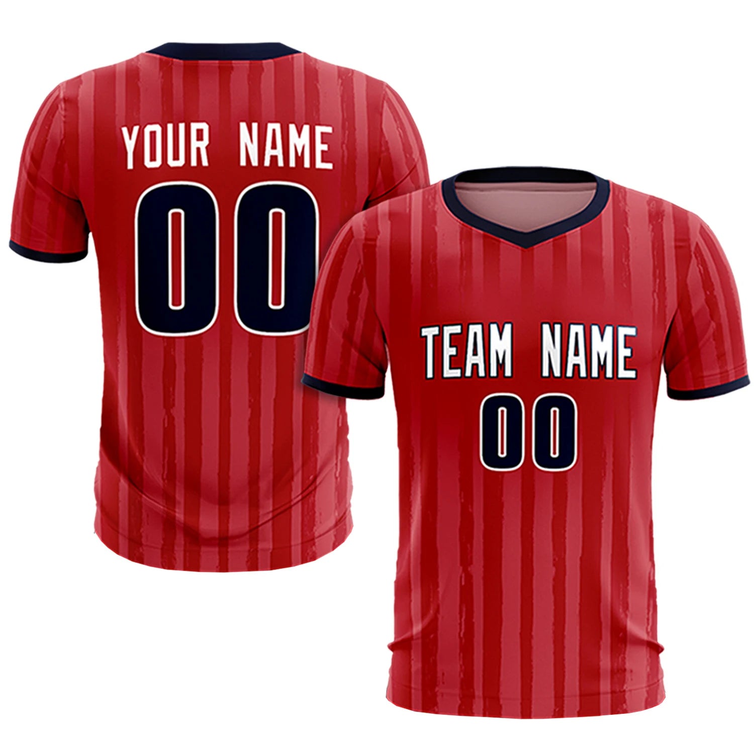 Custom Red Navy Breathable Soccer Sets Jersey