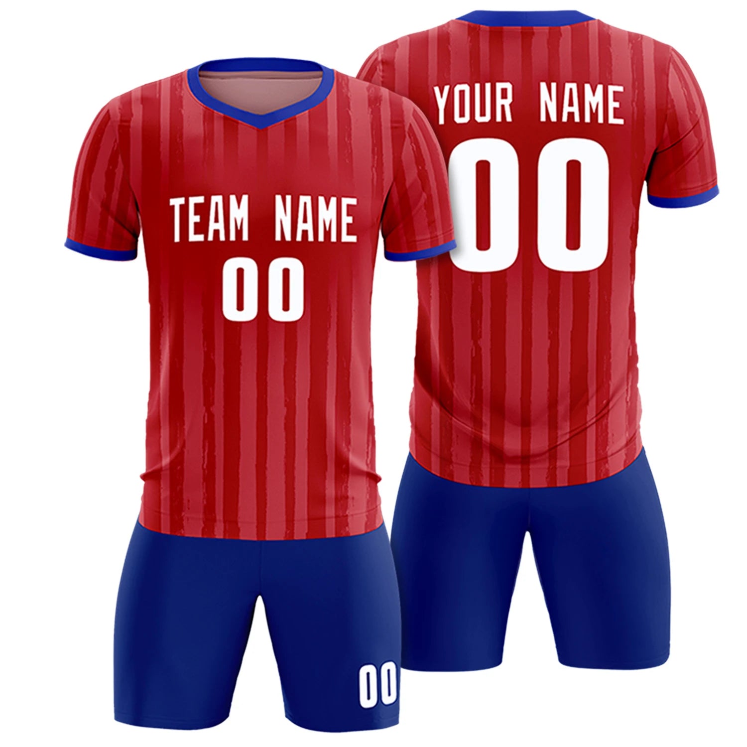 Custom Red Royal Blue Breathable Soccer Sets Jersey