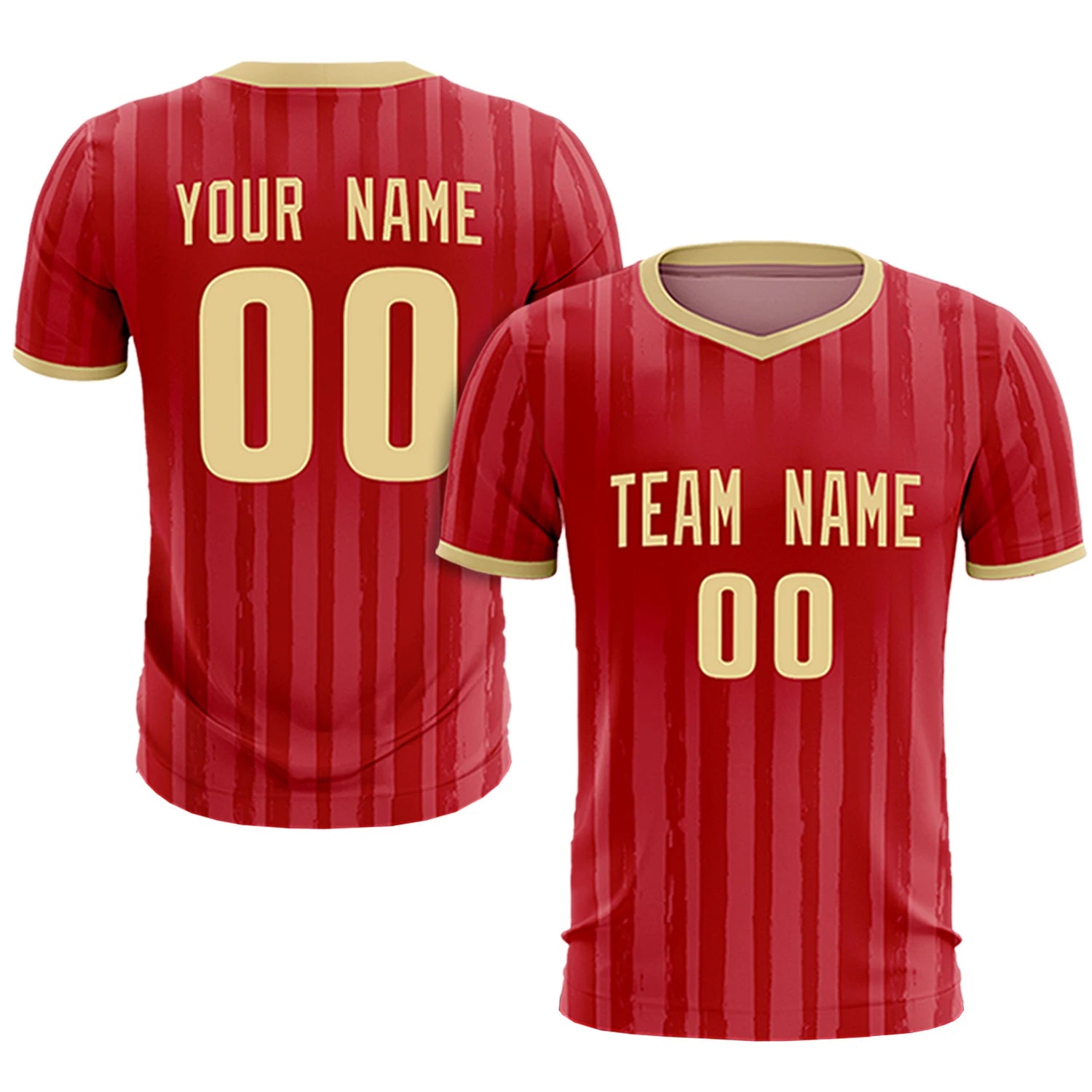 Custom Red Khaki Breathable Soccer Sets Jersey