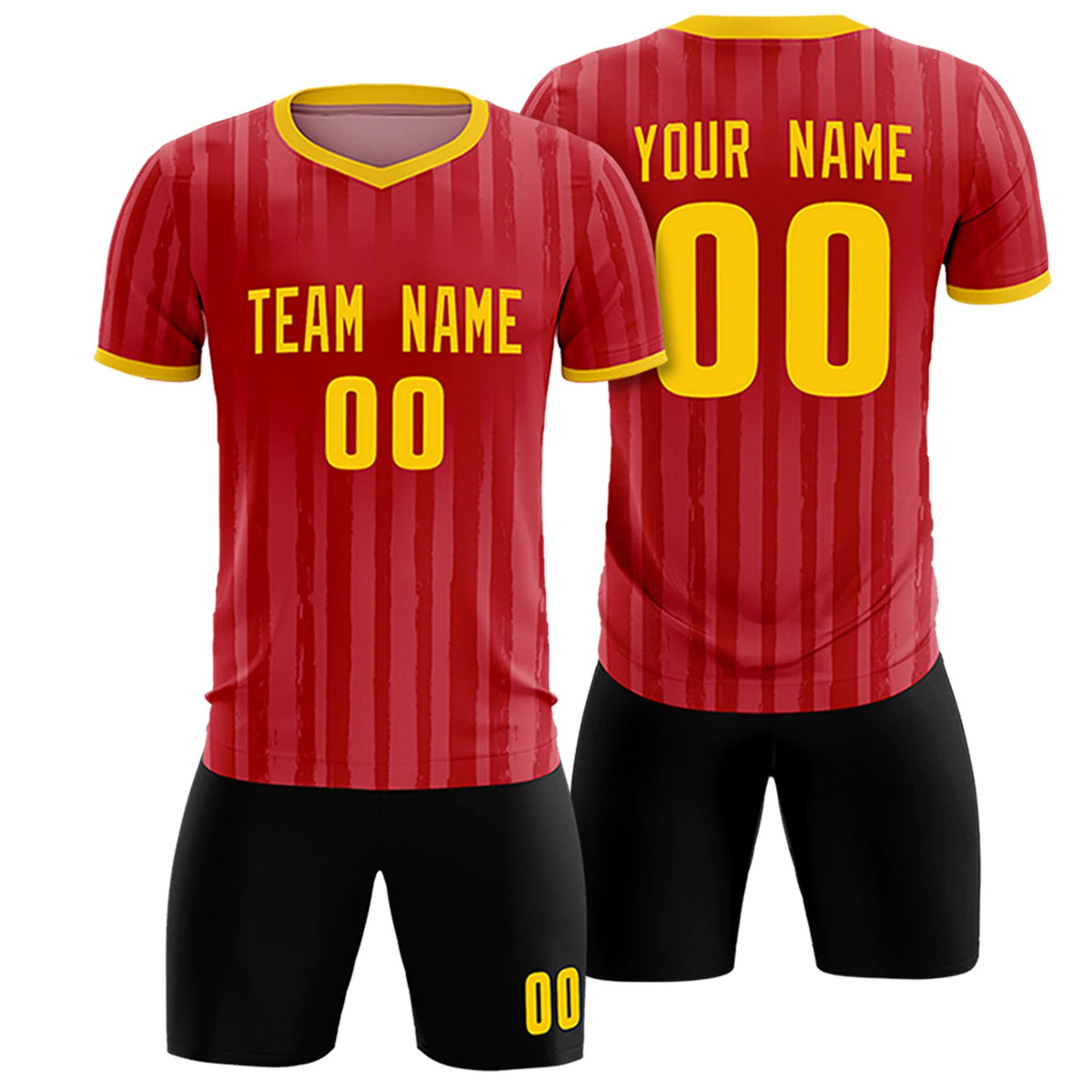 Custom Red Gold 01 Breathable Soccer Sets Jersey