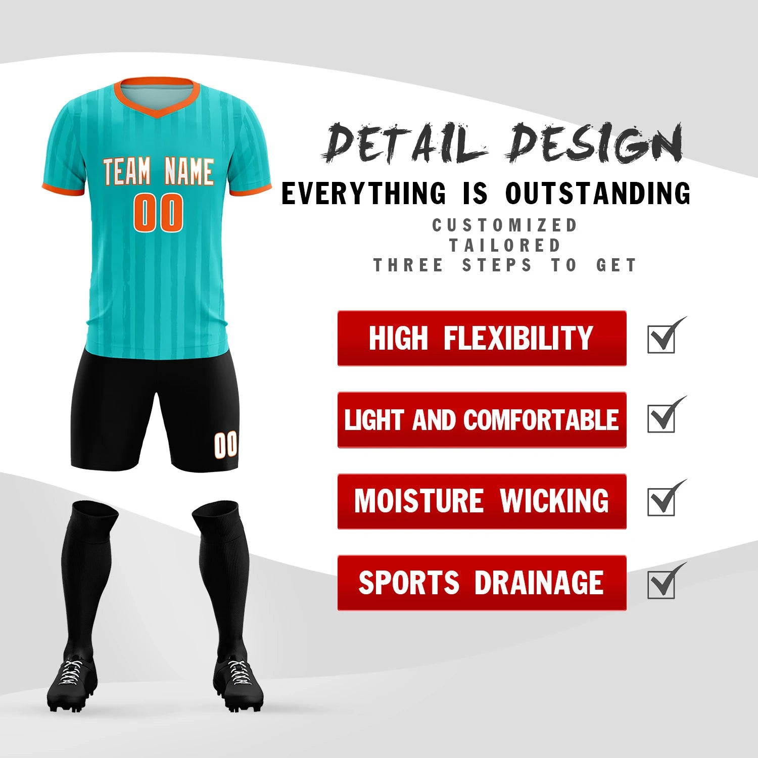 Custom Bright Green Orange Breathable Soccer Sets Jersey