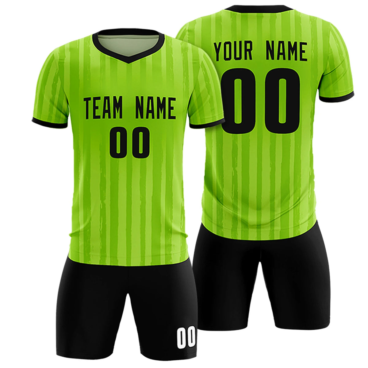 Custom Neon Green Black Breathable Soccer Sets Jersey