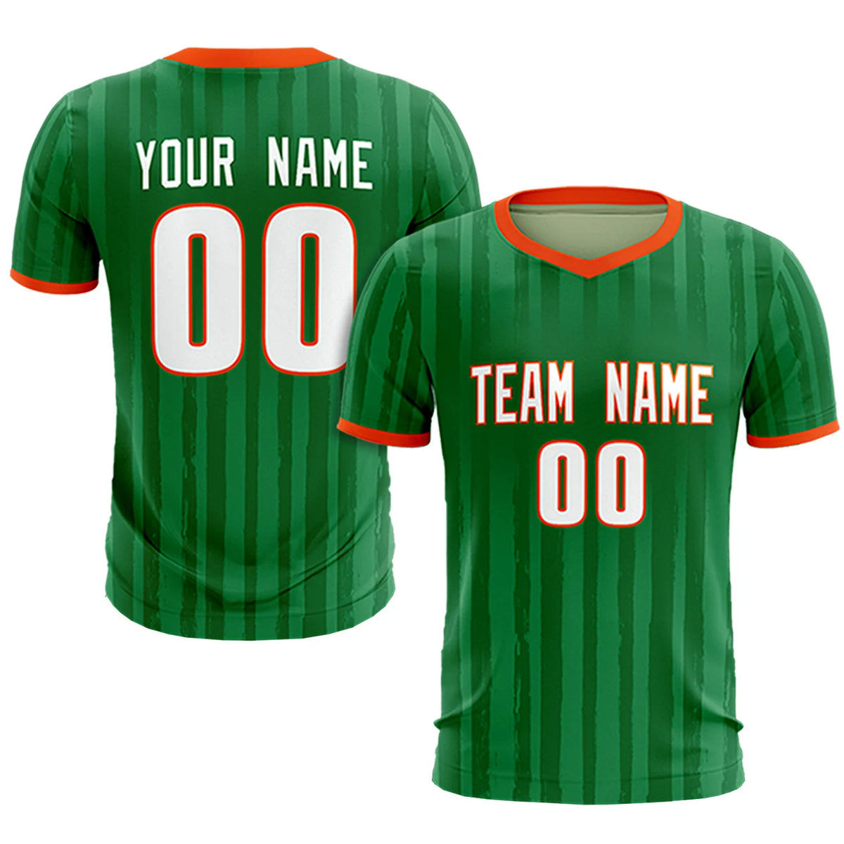 Custom Kelly Green Orange Breathable Soccer Sets Jersey