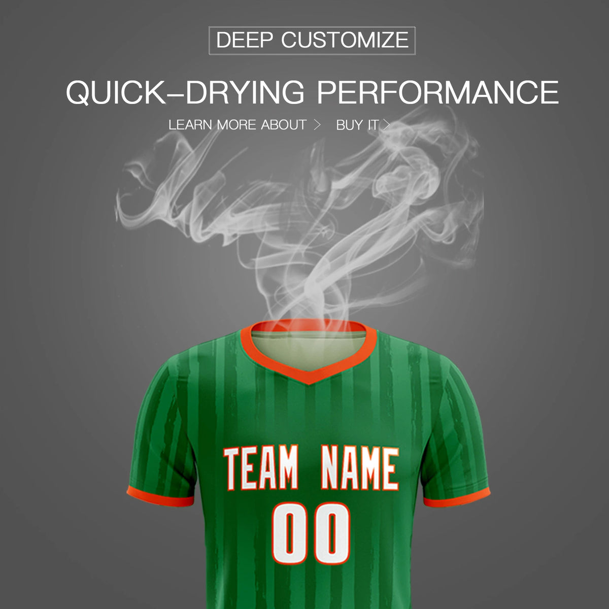 Custom Kelly Green Orange Breathable Soccer Sets Jersey