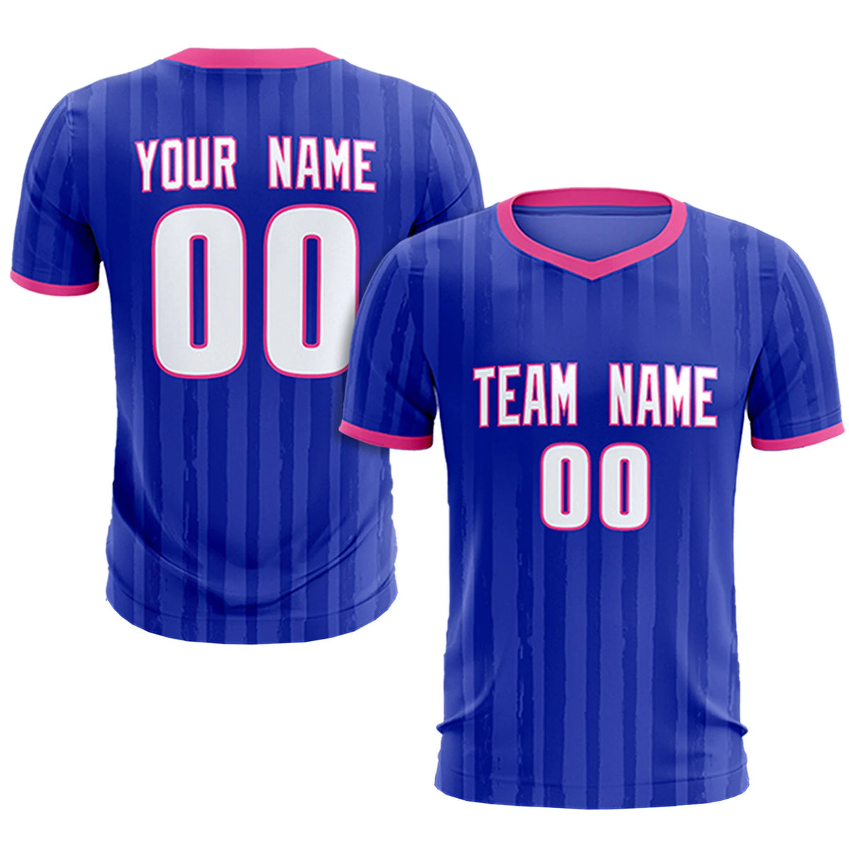 Custom Royal Blue Pink Breathable Soccer Sets Jersey