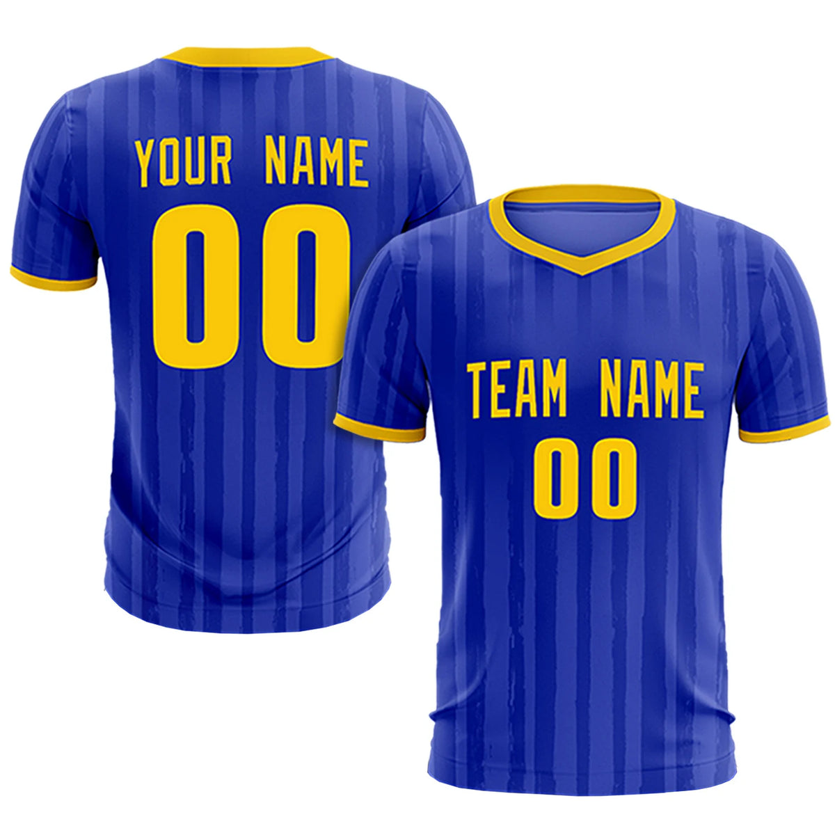 Custom Royal Blue Gold 01 Breathable Soccer Sets Jersey