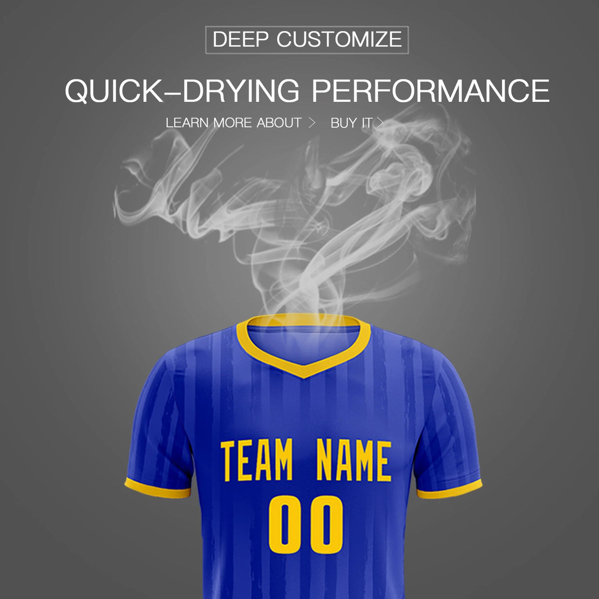 Custom Royal Blue Gold 01 Breathable Soccer Sets Jersey
