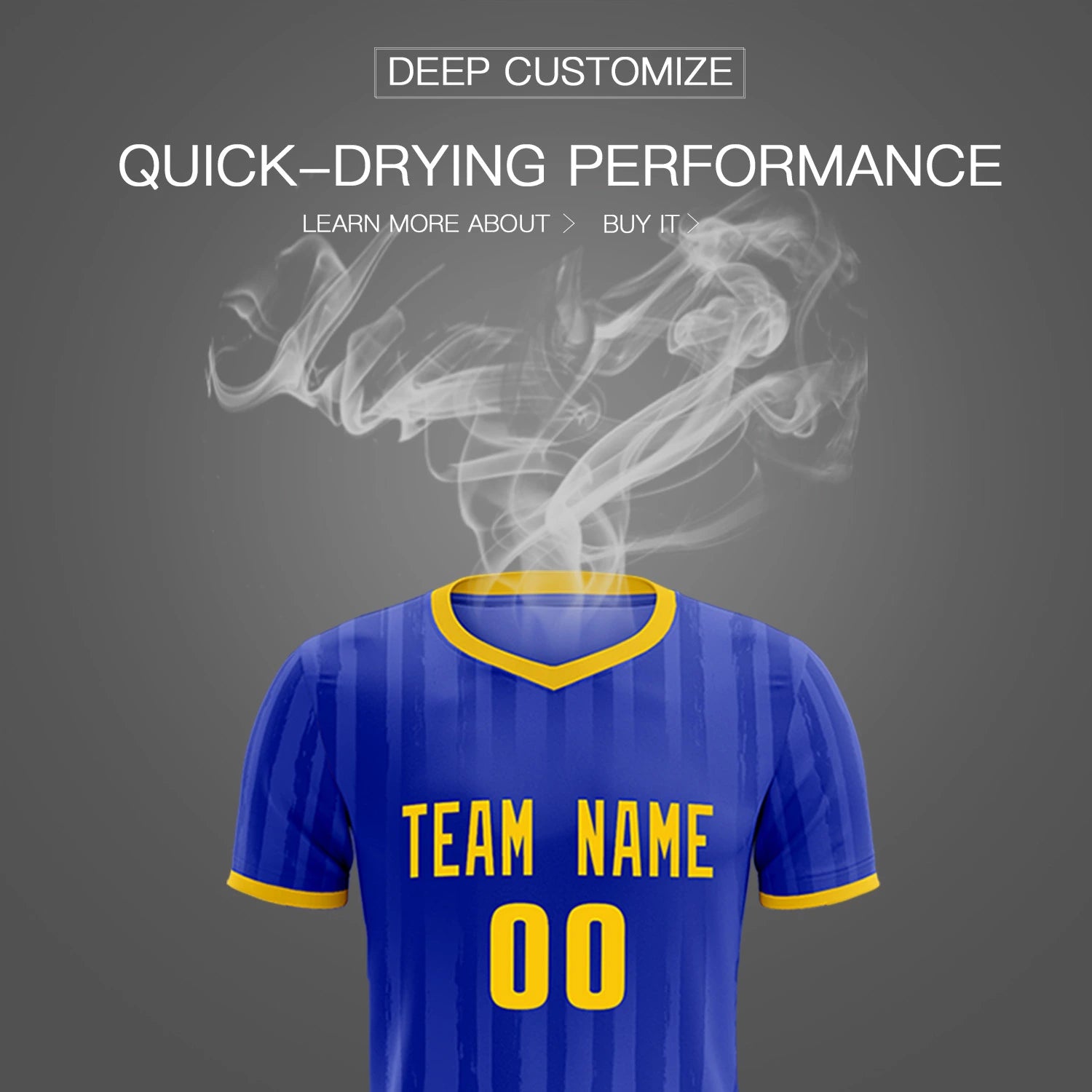 Custom Royal Blue Gold 01 Breathable Soccer Sets Jersey