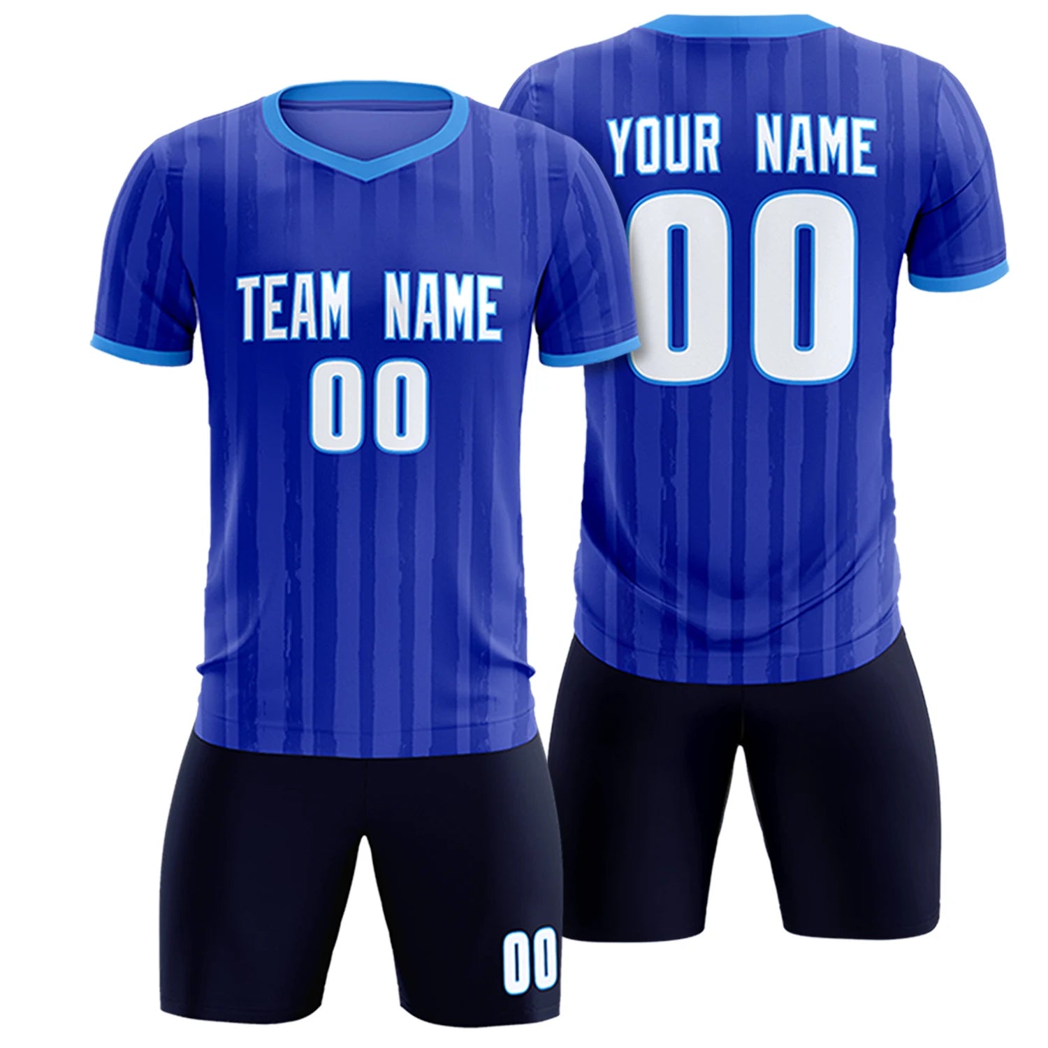 Custom Royal Blue Powder Blue Breathable Soccer Sets Jersey
