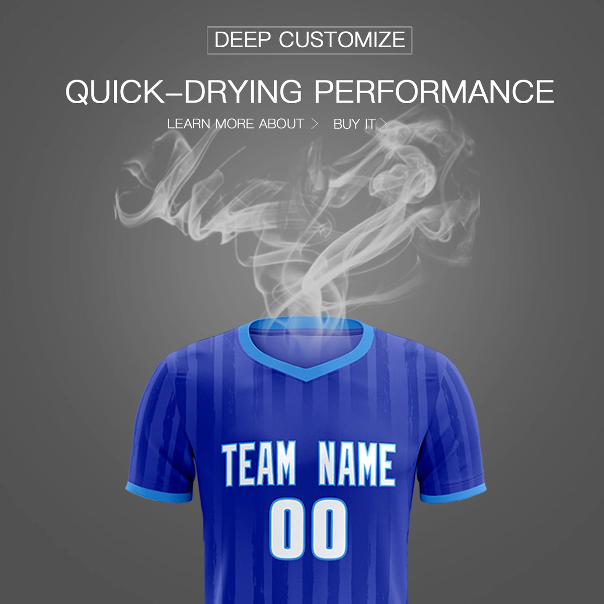 Custom Royal Blue Powder Blue Breathable Soccer Sets Jersey