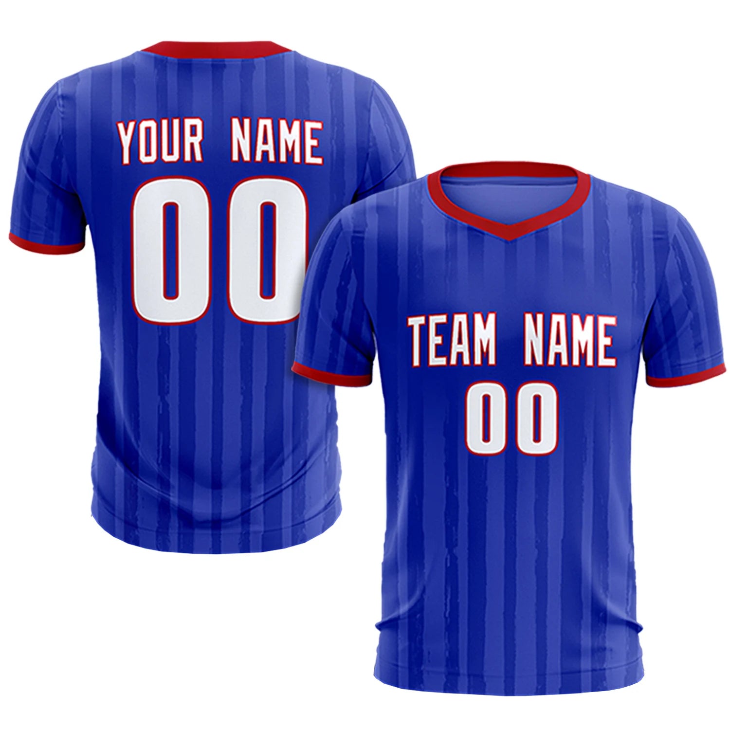 Custom Royal Blue Red Breathable Soccer Sets Jersey