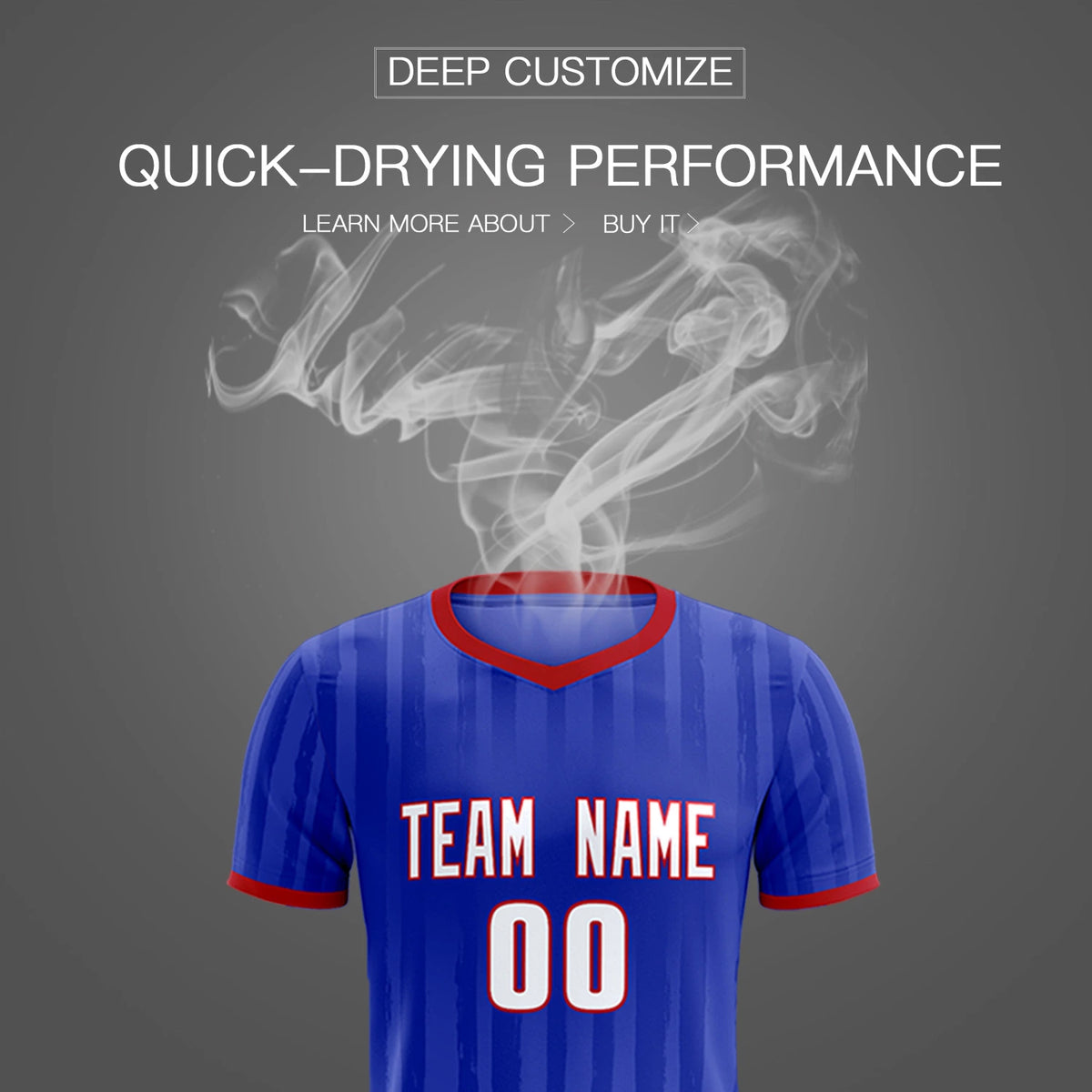 Custom Royal Blue Red Breathable Soccer Sets Jersey
