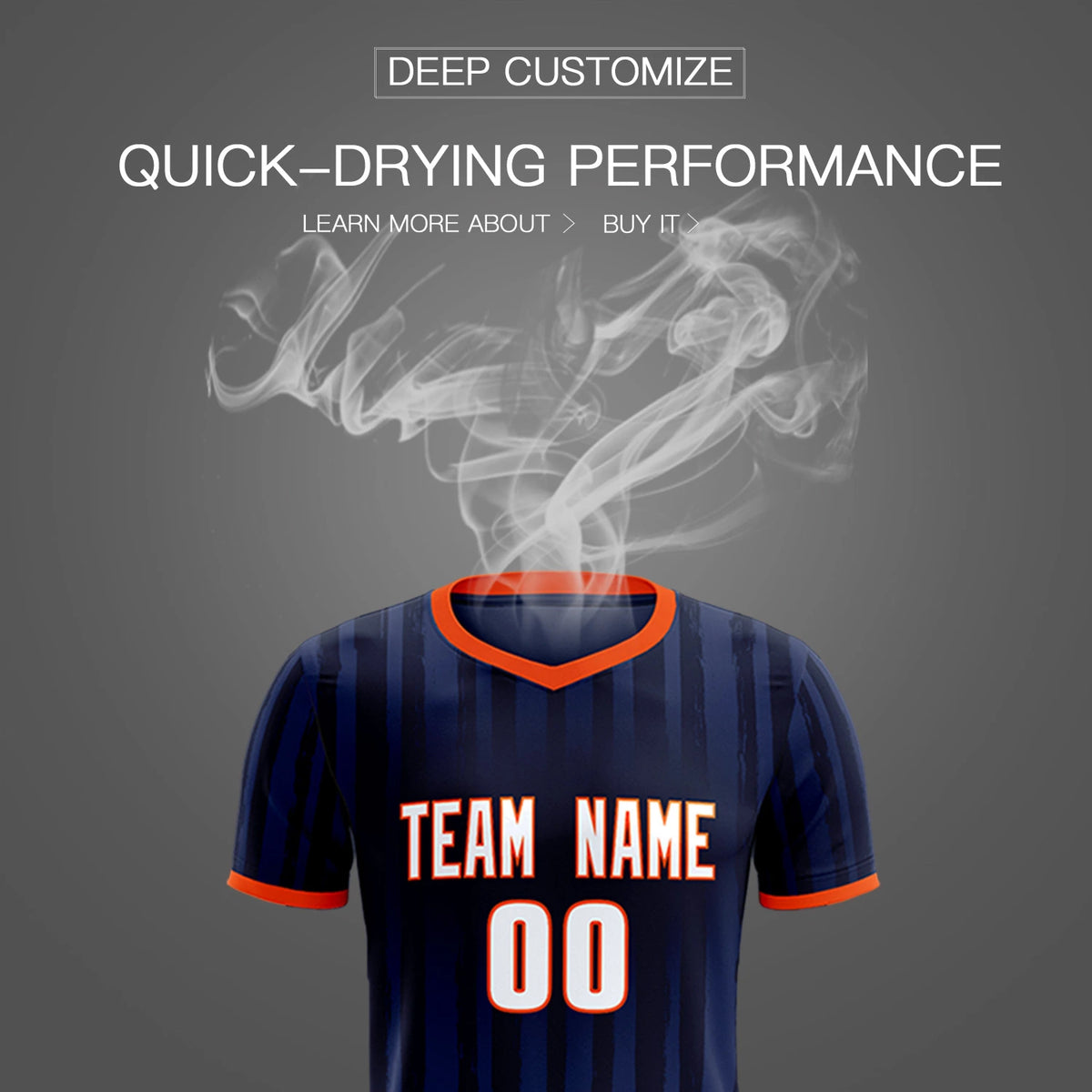 Custom Navy Orange Breathable Soccer Sets Jersey