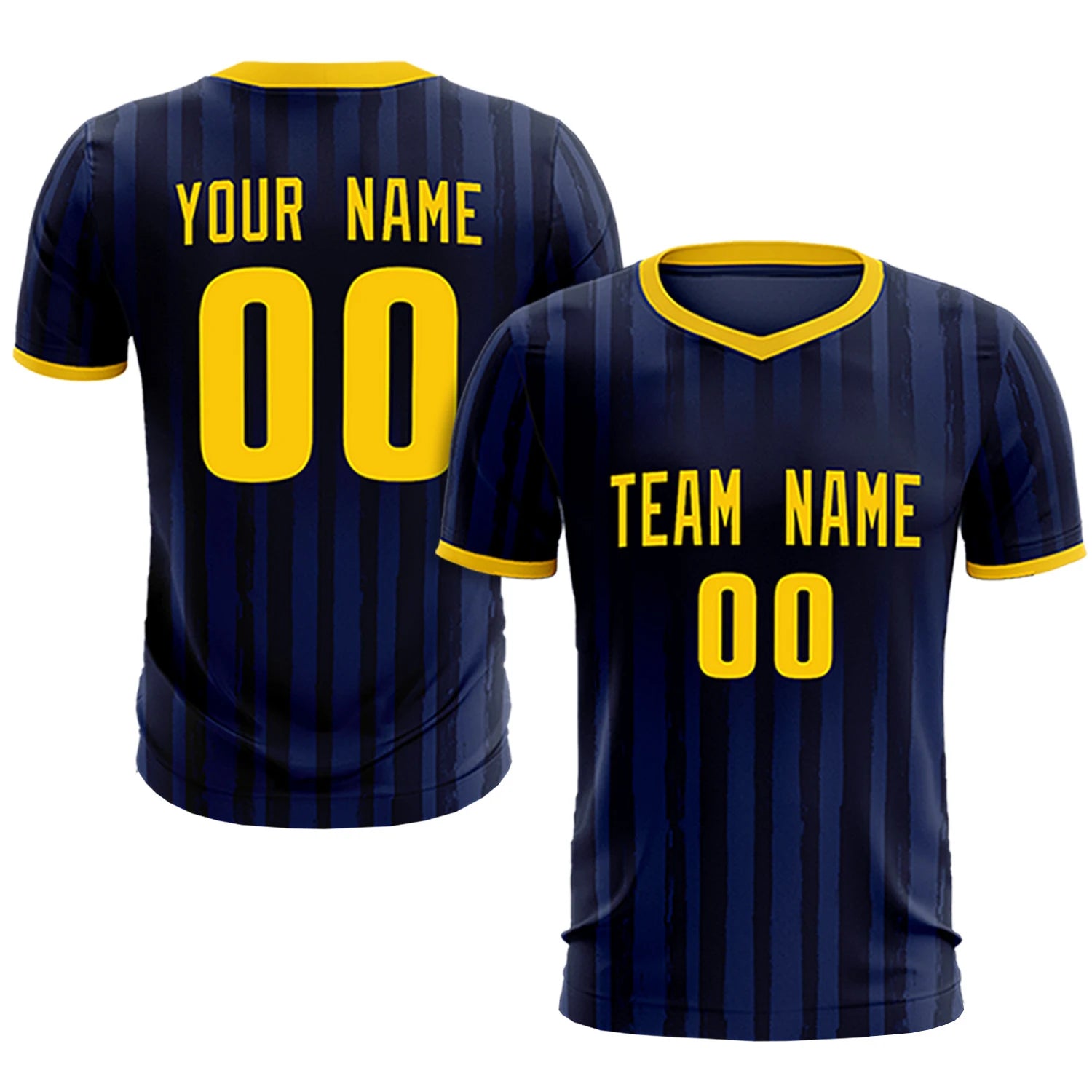 Custom Navy Gold 01 Breathable Soccer Sets Jersey
