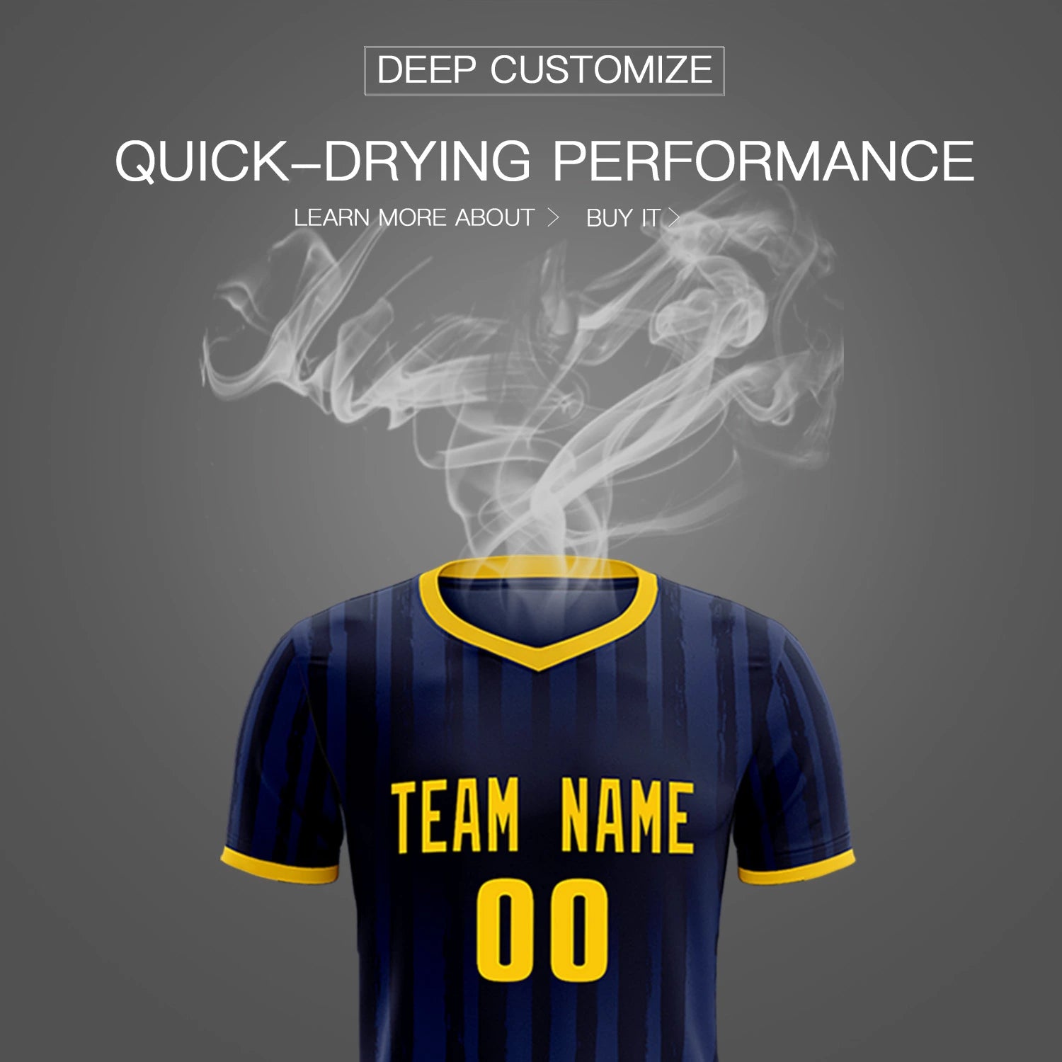 Custom Navy Gold 01 Breathable Soccer Sets Jersey