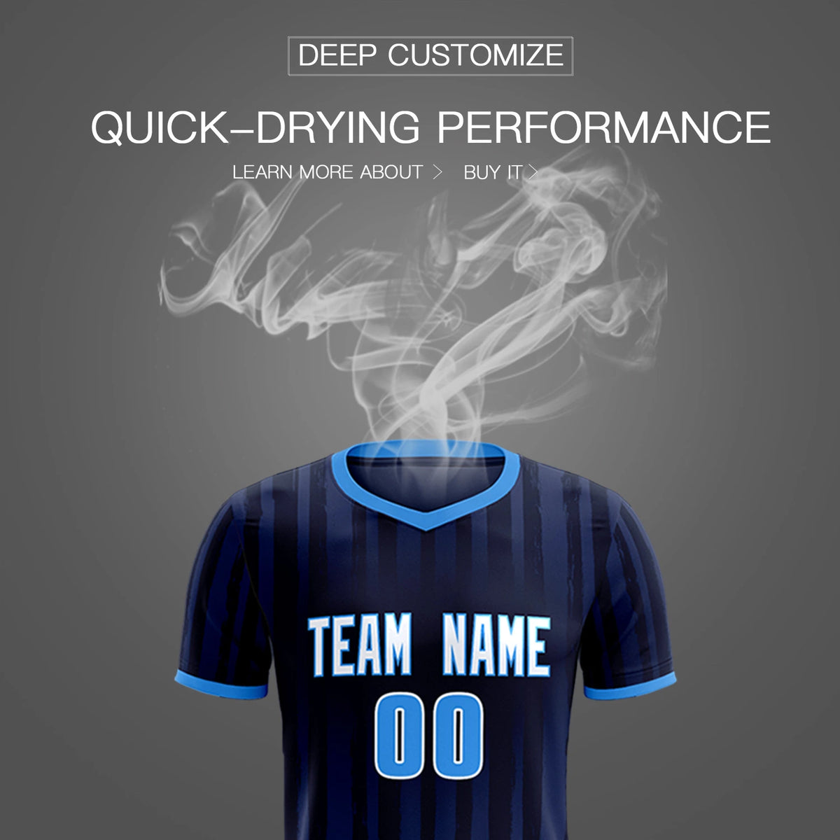 Custom Navy Powder Blue Breathable Soccer Sets Jersey