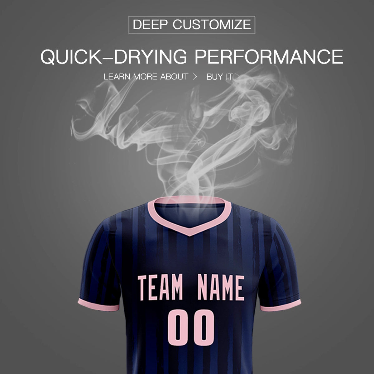 Custom Navy Light Pink Breathable Soccer Sets Jersey