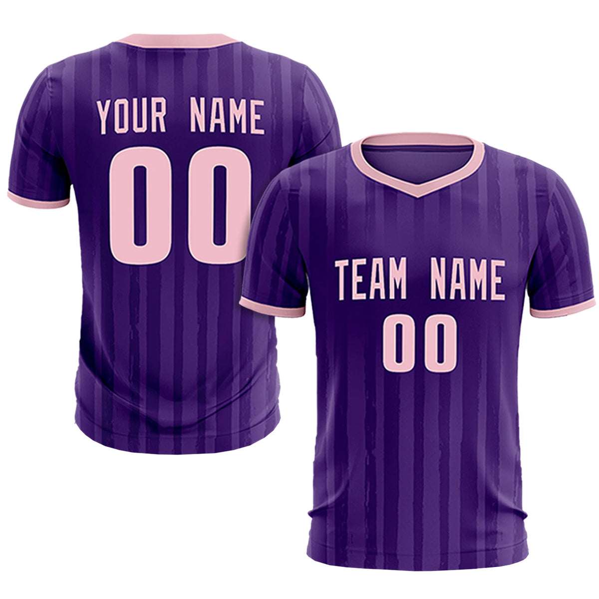 Custom Purple Light Pink Breathable Soccer Sets Jersey