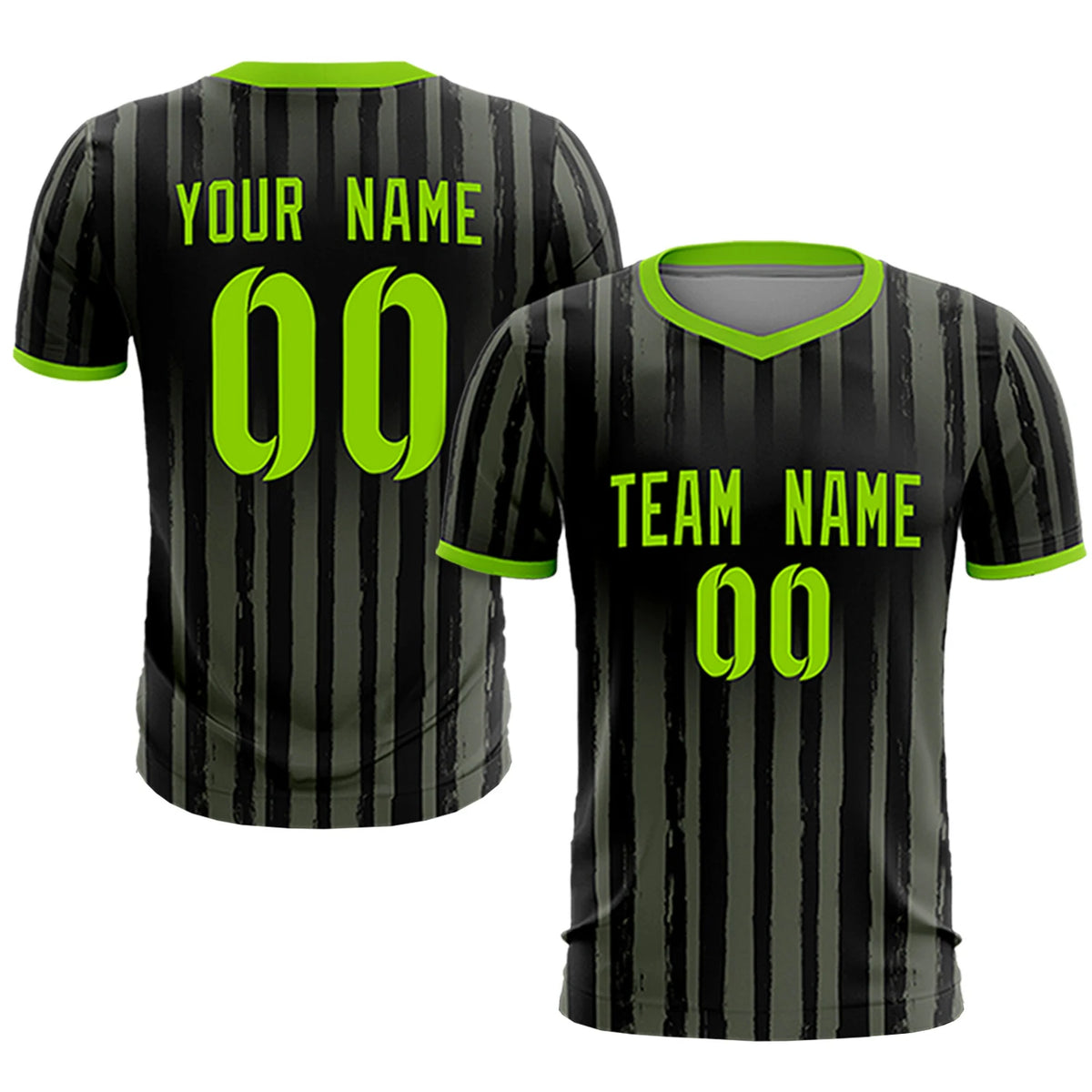 Custom Black Neon Green Breathable Soccer Sets Jersey