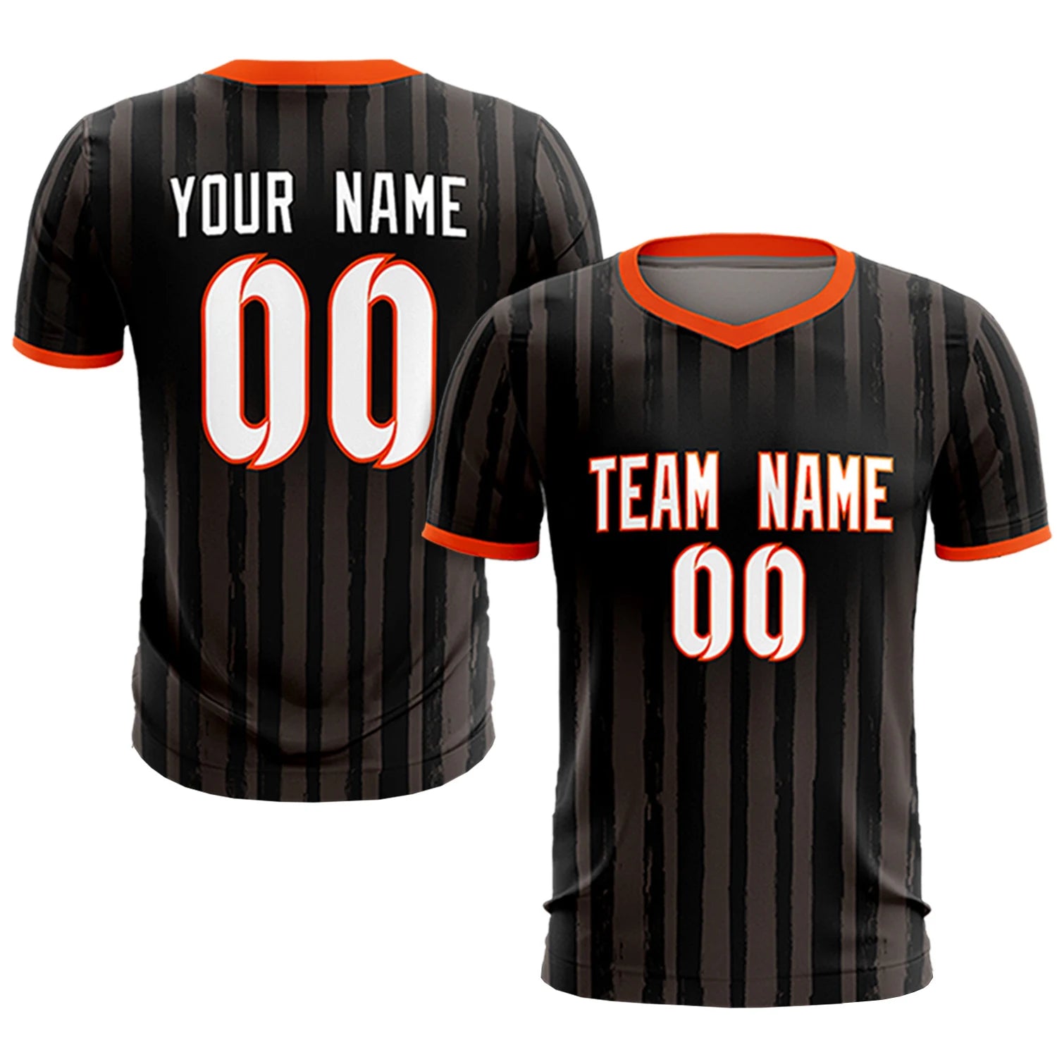 Custom Black Orange Breathable Soccer Sets Jersey