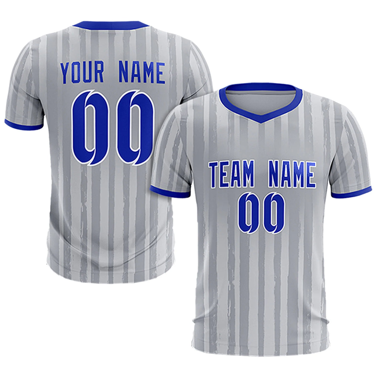 Custom Gray Royal Blue Breathable Soccer Sets Jersey